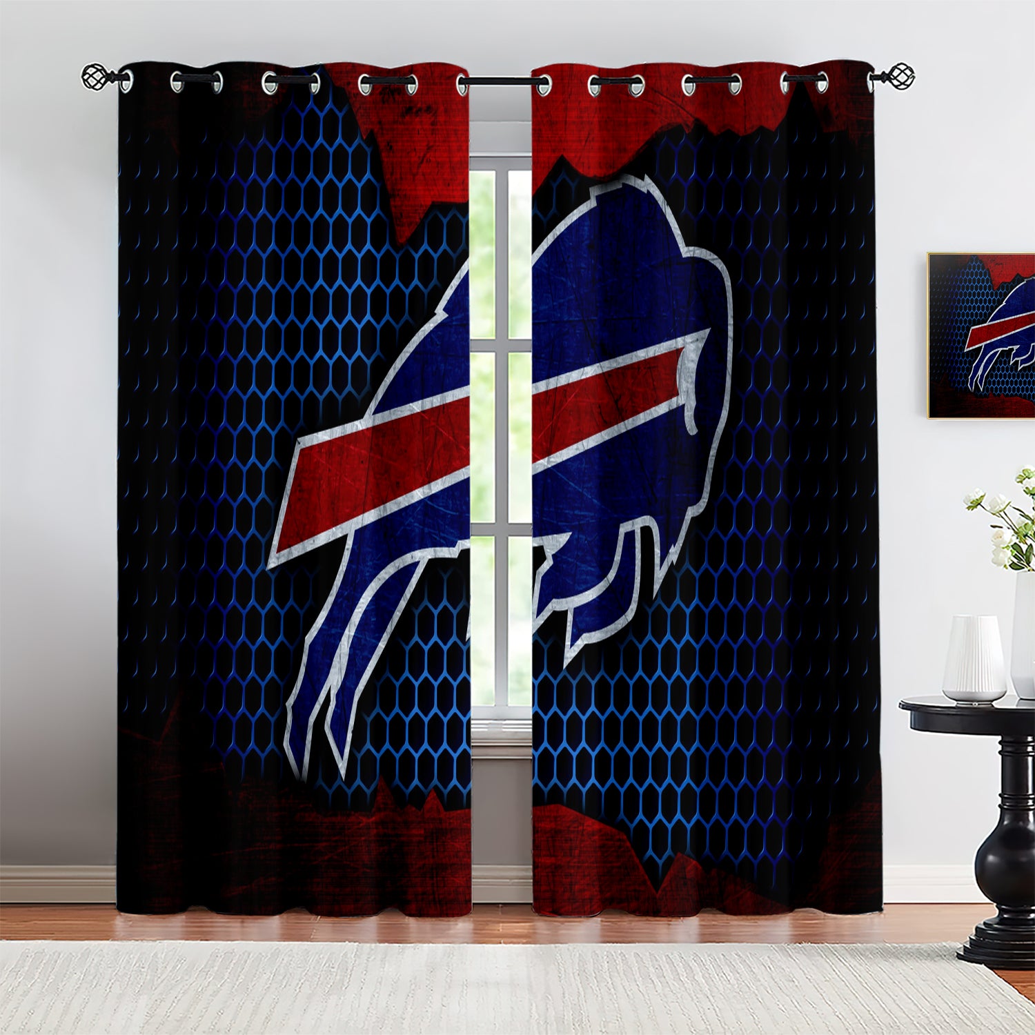 Buffalo Bills Blackout Curtains Drapes For Window Treatment Set