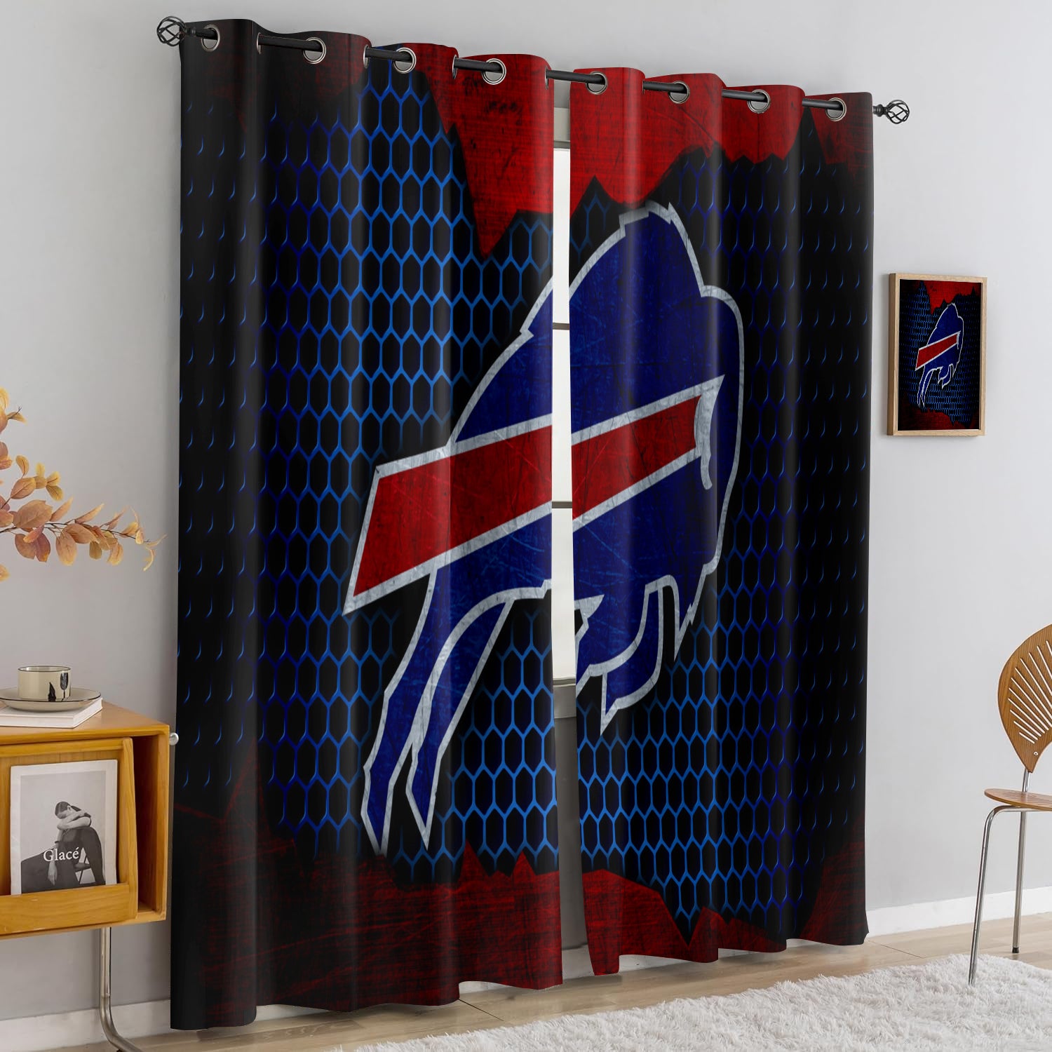 Buffalo Bills Blackout Curtains Drapes For Window Treatment Set
