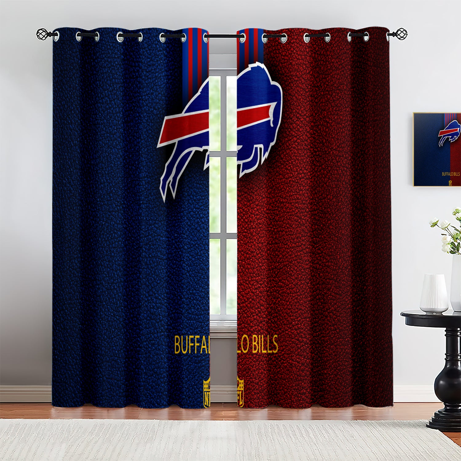 Buffalo Bills Blackout Curtains Drapes For Window Treatment Set