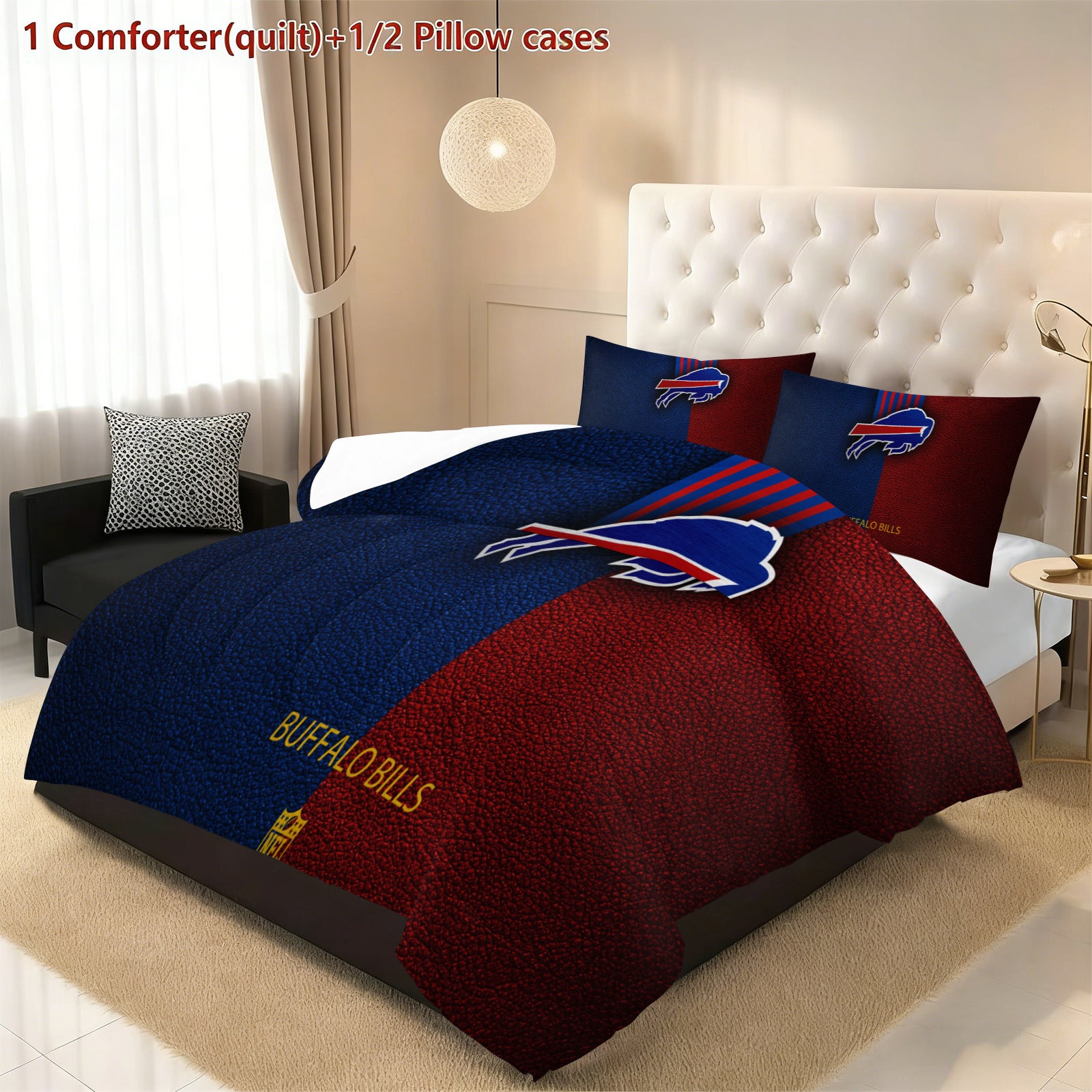 Buffalo Bills Comforter Pillowcase Sets Blanket All Season Reversible Quilted Duvet