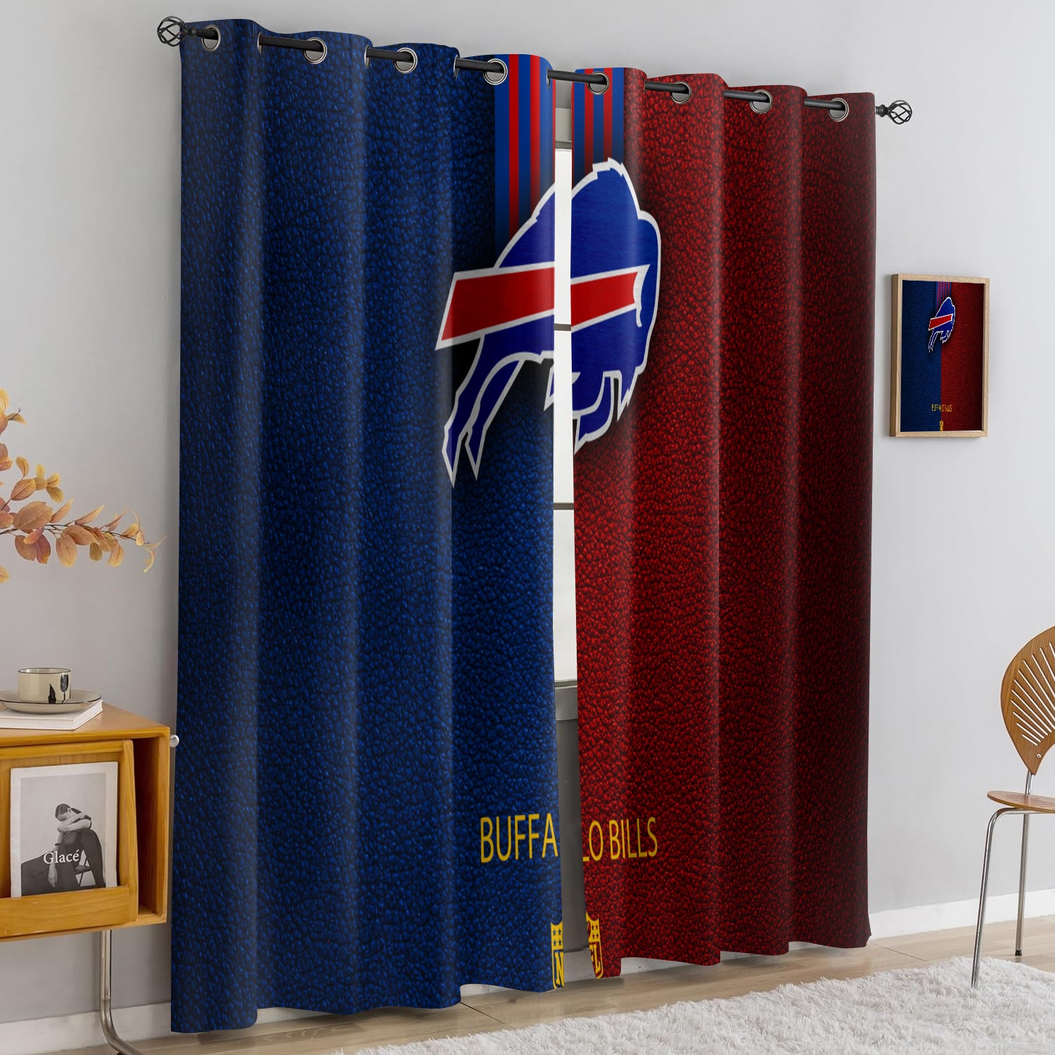 Buffalo Bills Blackout Curtains Drapes For Window Treatment Set
