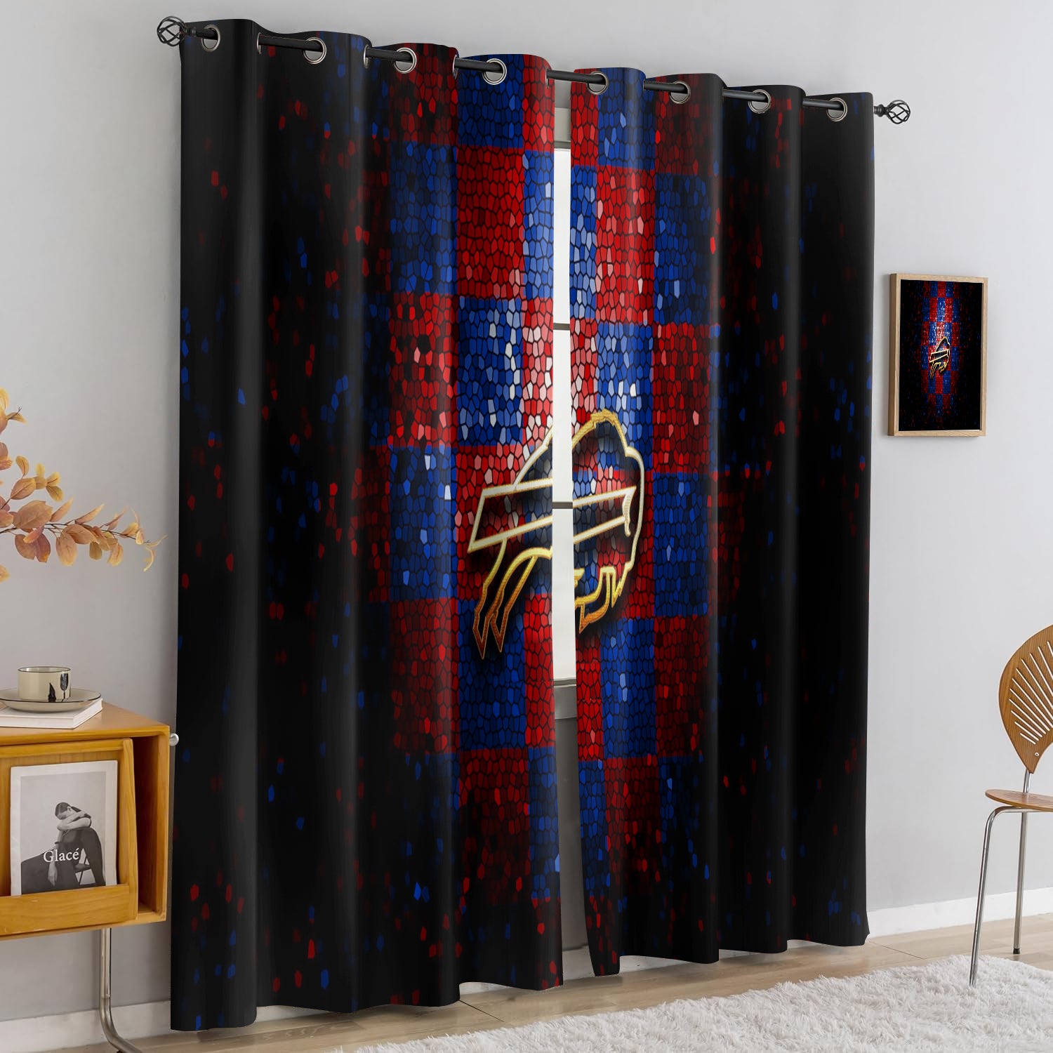 Buffalo Bills Blackout Curtains Drapes For Window Treatment Set