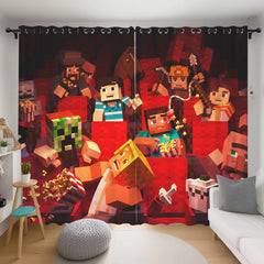 Game Minecraft Blackout Curtains Drapes for Window Treatment Set