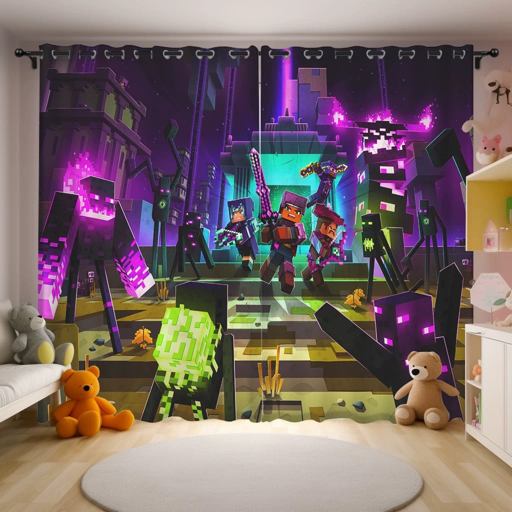 2025 New Minecraft Blackout Curtains Drapes for Window Treatment Set