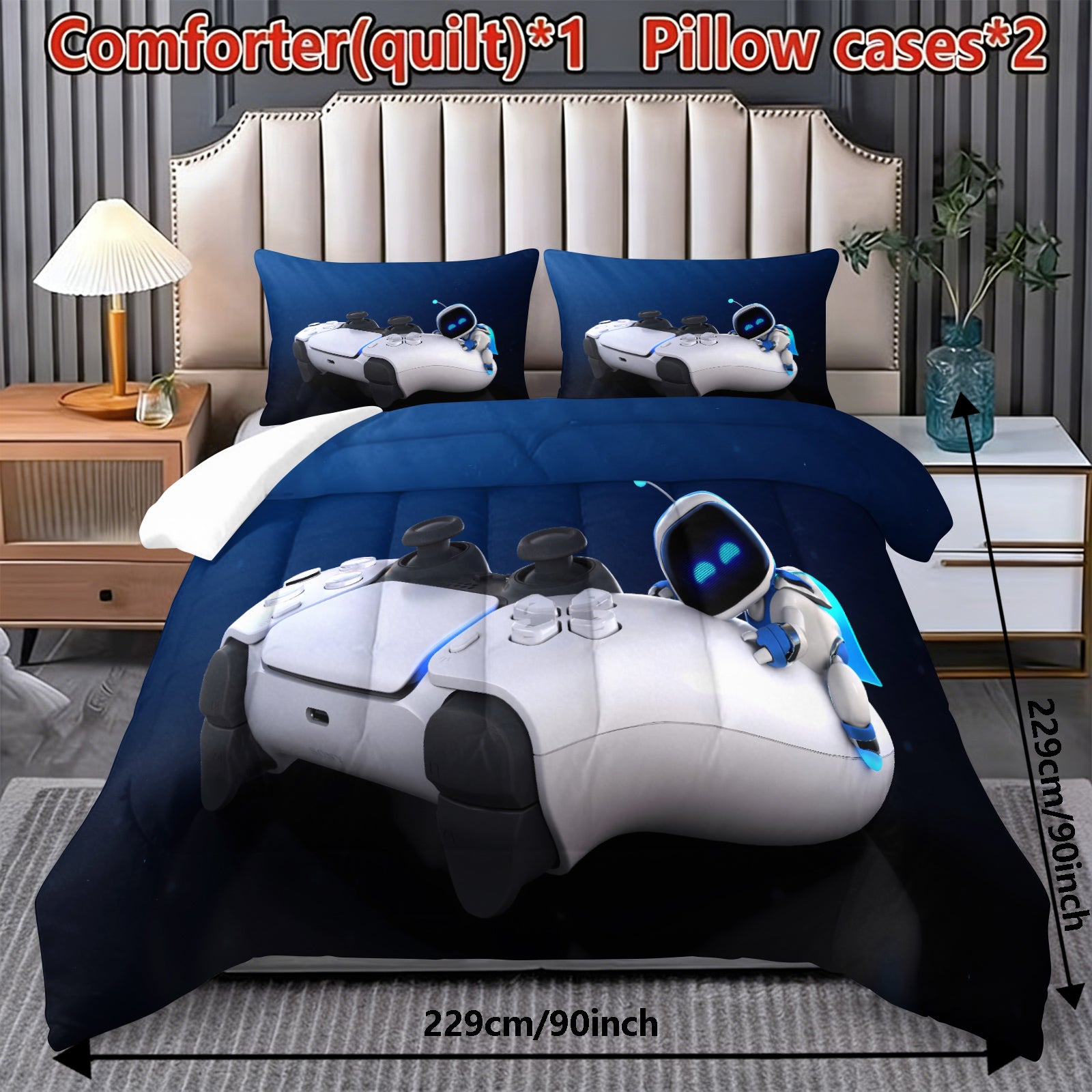 Astro Bot Comforter Pillowcase Sets Blanket All Season Reversible Quilted Duvet