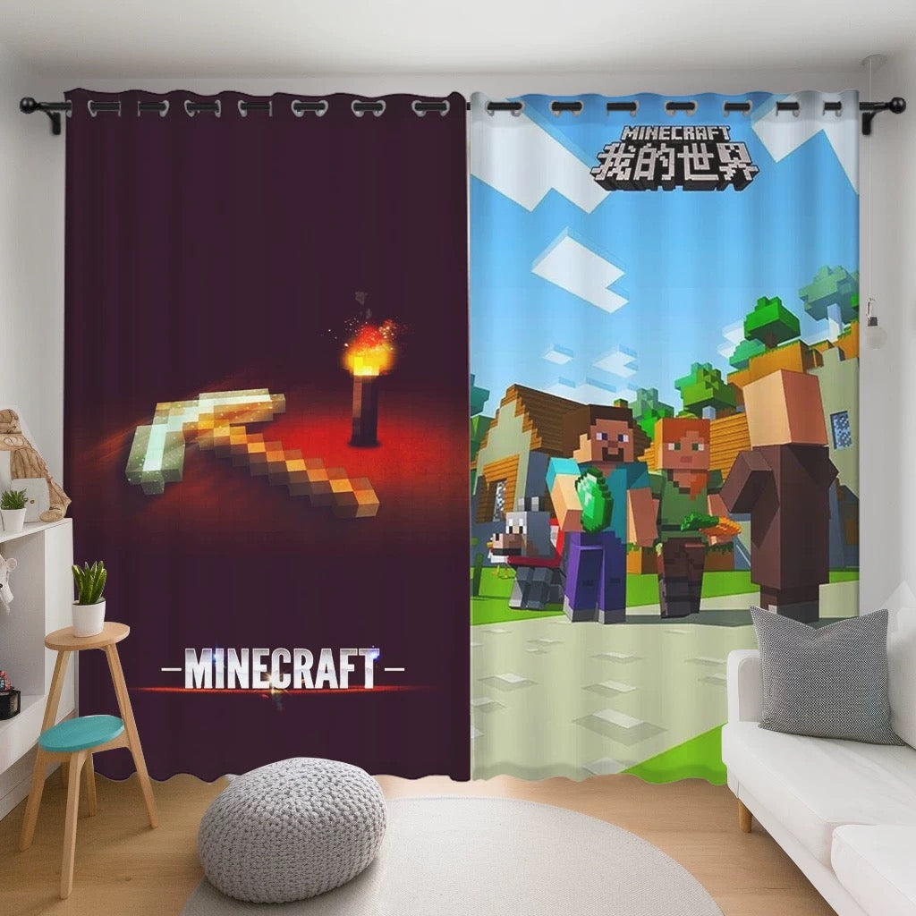 Minecraft Blackout Curtains Drapes for Window Treatment Set