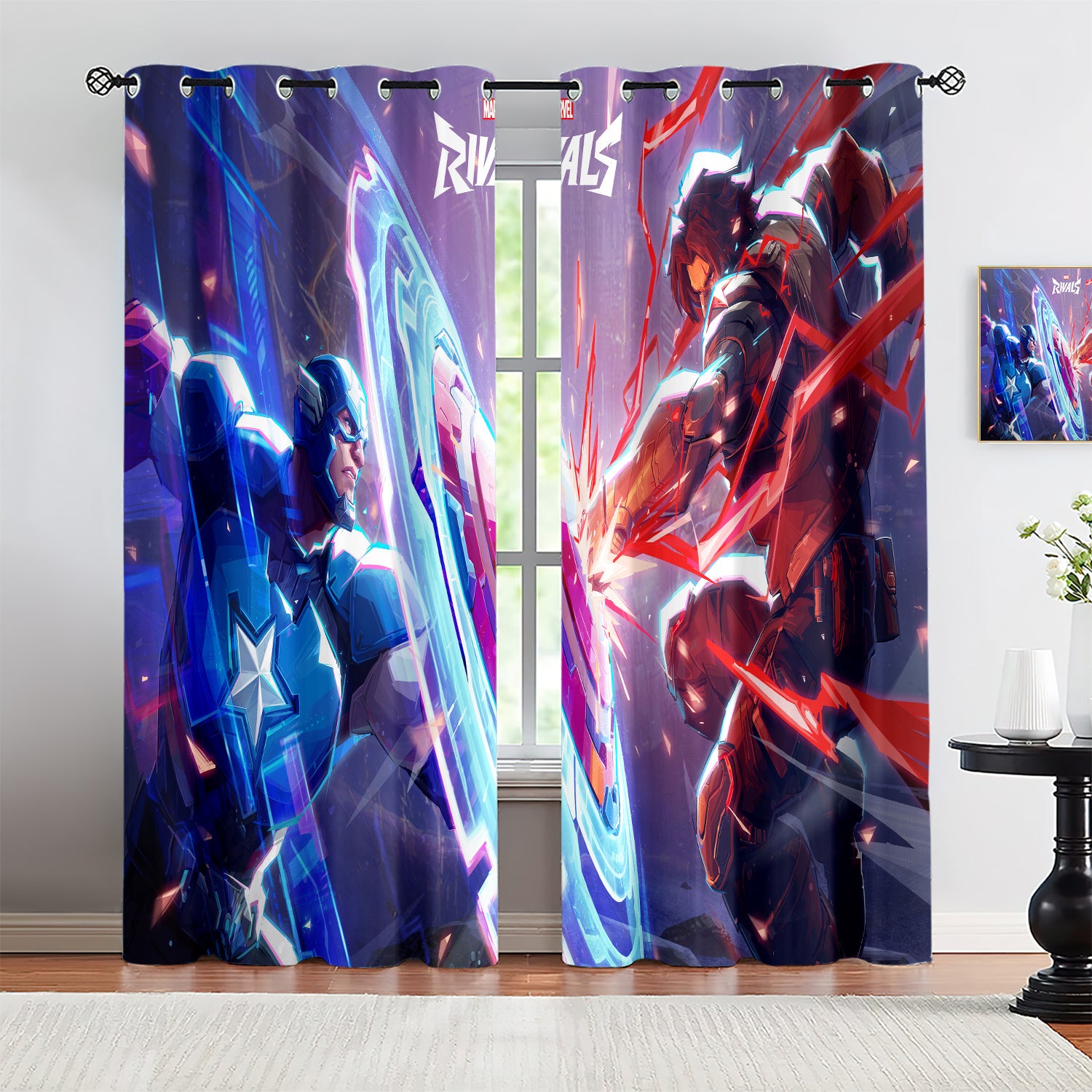 Marvel Rivals Captain America Blackout Curtains Drapes For Window Treatment Set