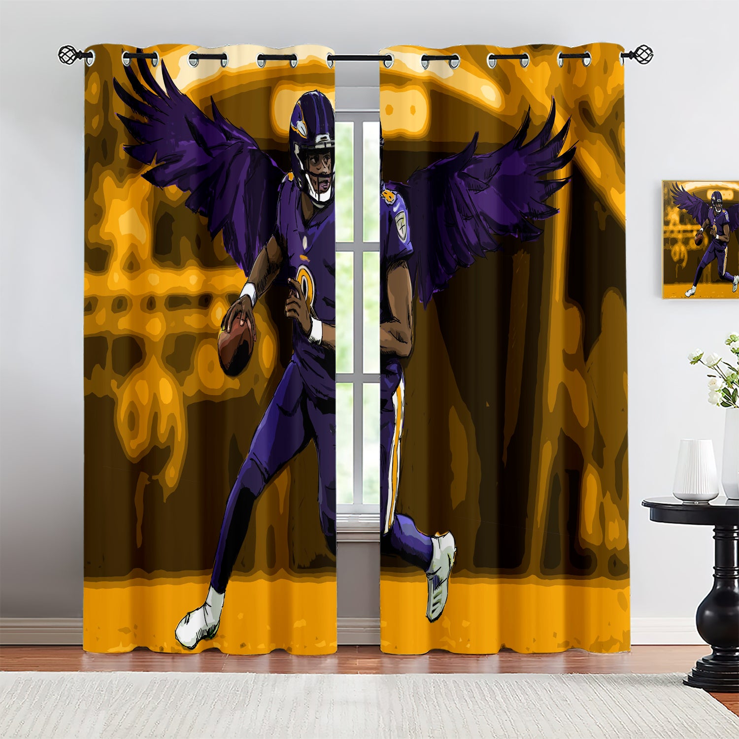Lamar Jackson Blackout Curtains Drapes for Window Treatment Set