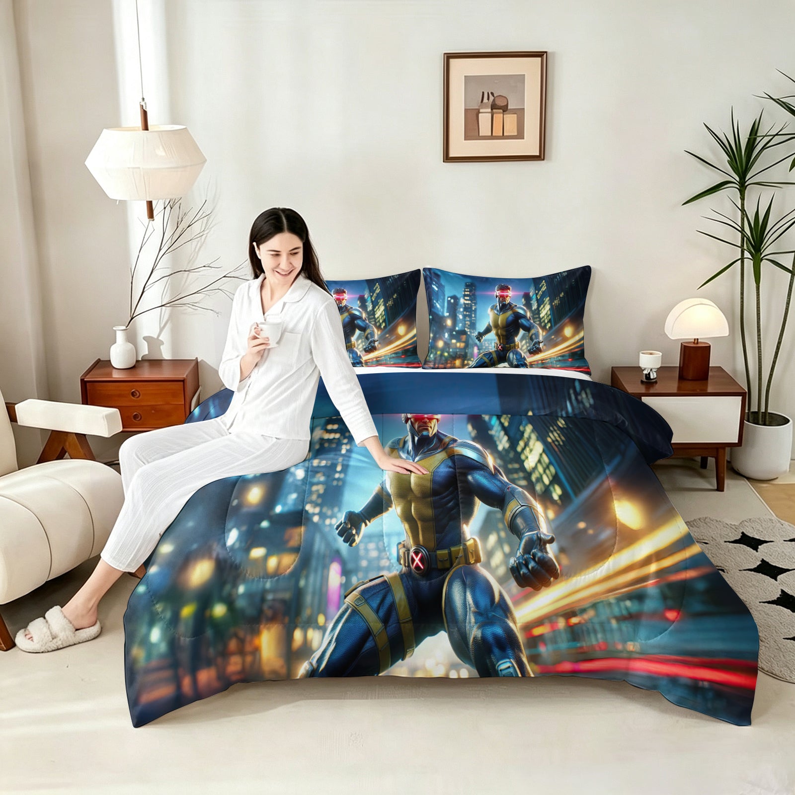 Marvel Rivals Cyclops Comforter Pillowcase Sets Blanket All Season Reversible Quilted Duvet