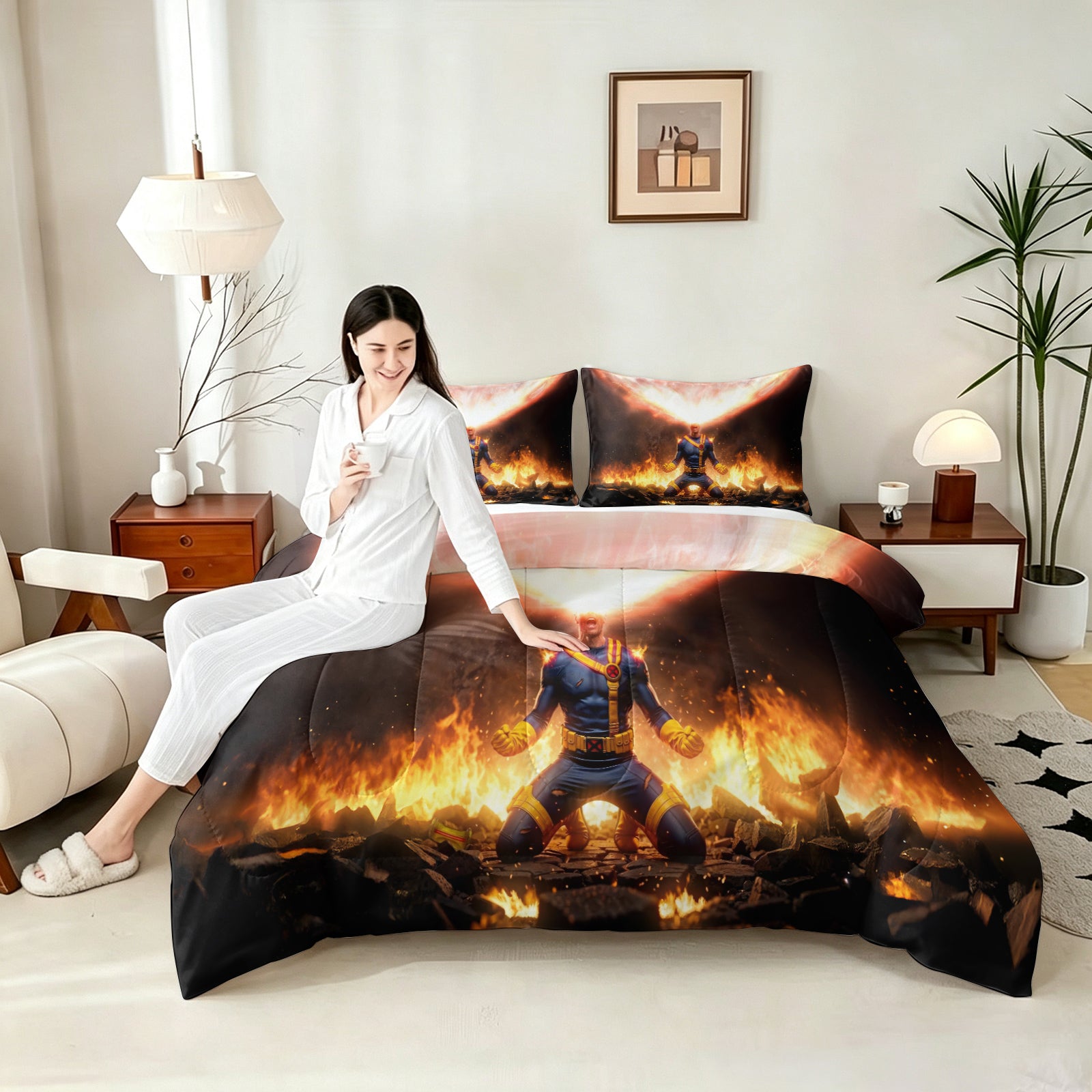Marvel Rivals Cyclops Comforter Pillowcase Sets Blanket All Season Reversible Quilted Duvet