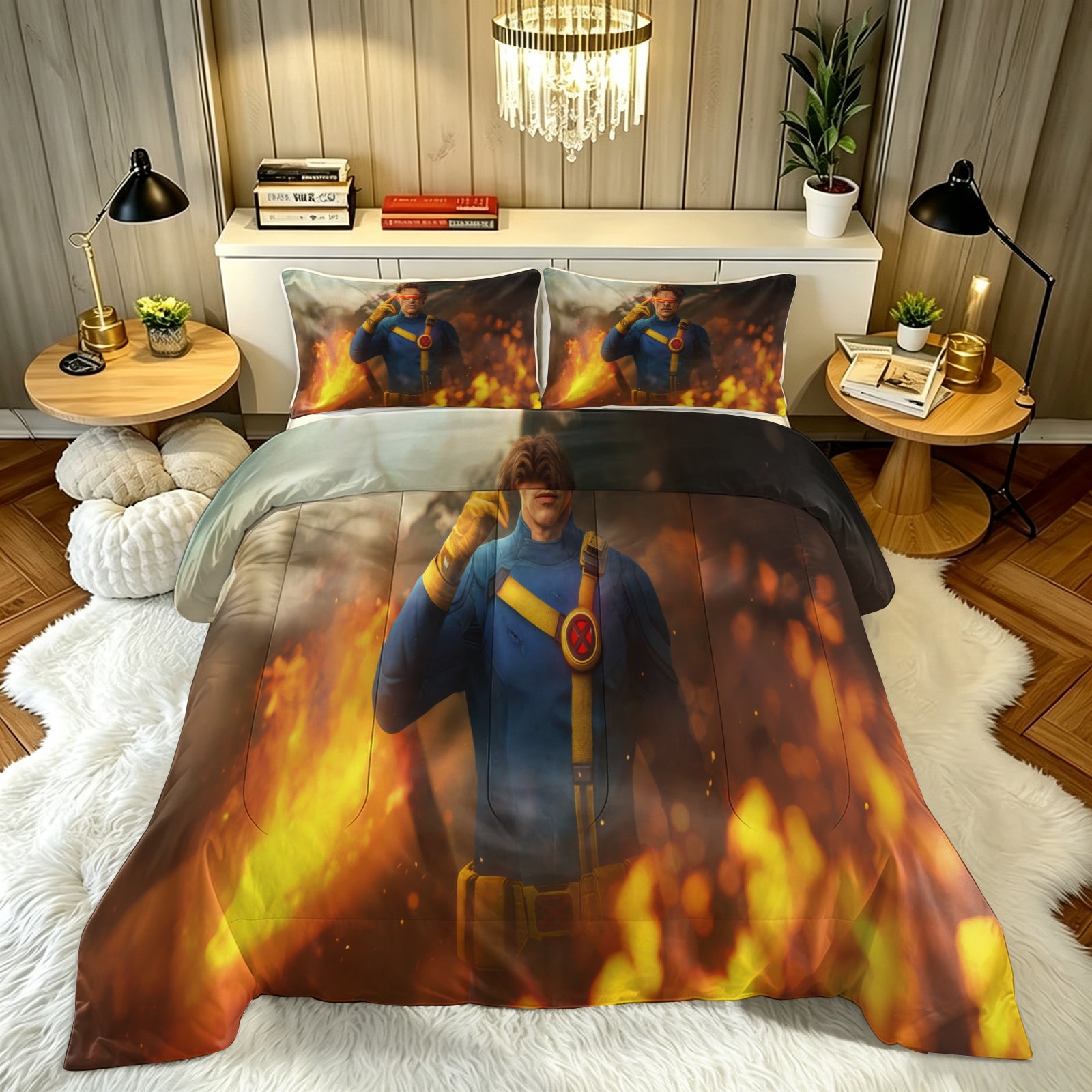 Marvel Rivals Cyclops Comforter Pillowcase Sets Blanket All Season Reversible Quilted Duvet