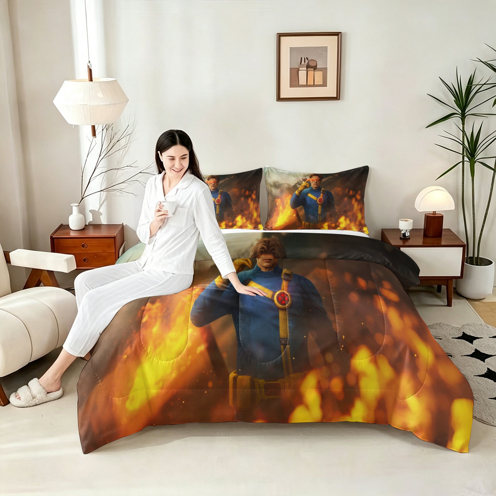 Marvel Rivals Cyclops Comforter Pillowcase Sets Blanket All Season Reversible Quilted Duvet