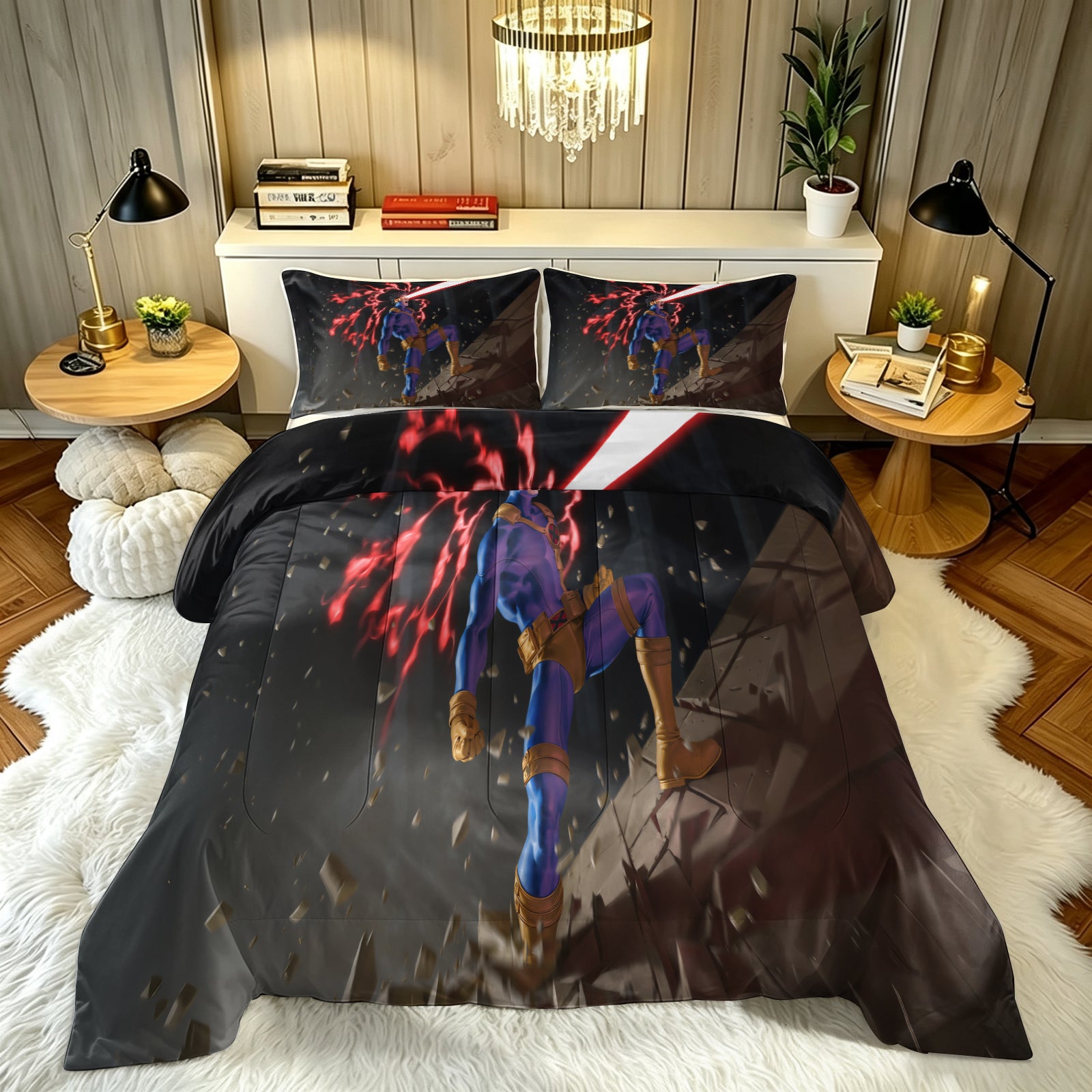 Marvel Rivals Cyclops Comforter Pillowcase Sets Blanket All Season Reversible Quilted Duvet