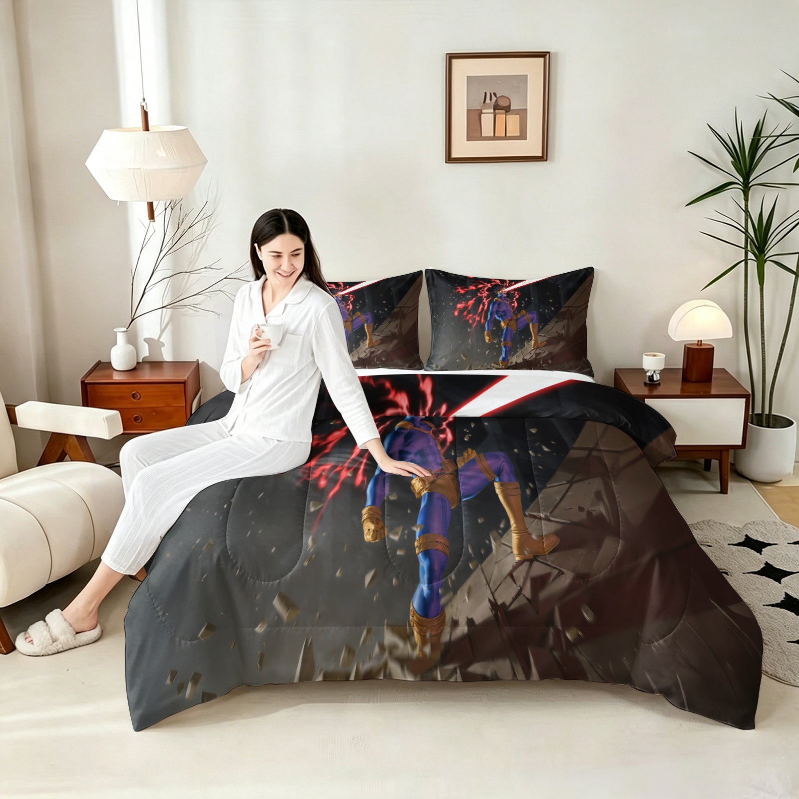 Marvel Rivals Cyclops Comforter Pillowcase Sets Blanket All Season Reversible Quilted Duvet