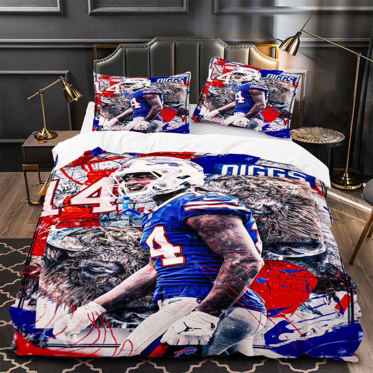 Stefon Marsean Diggs Rugby Football Player Duvet Cover Quilt Case Pillowcases