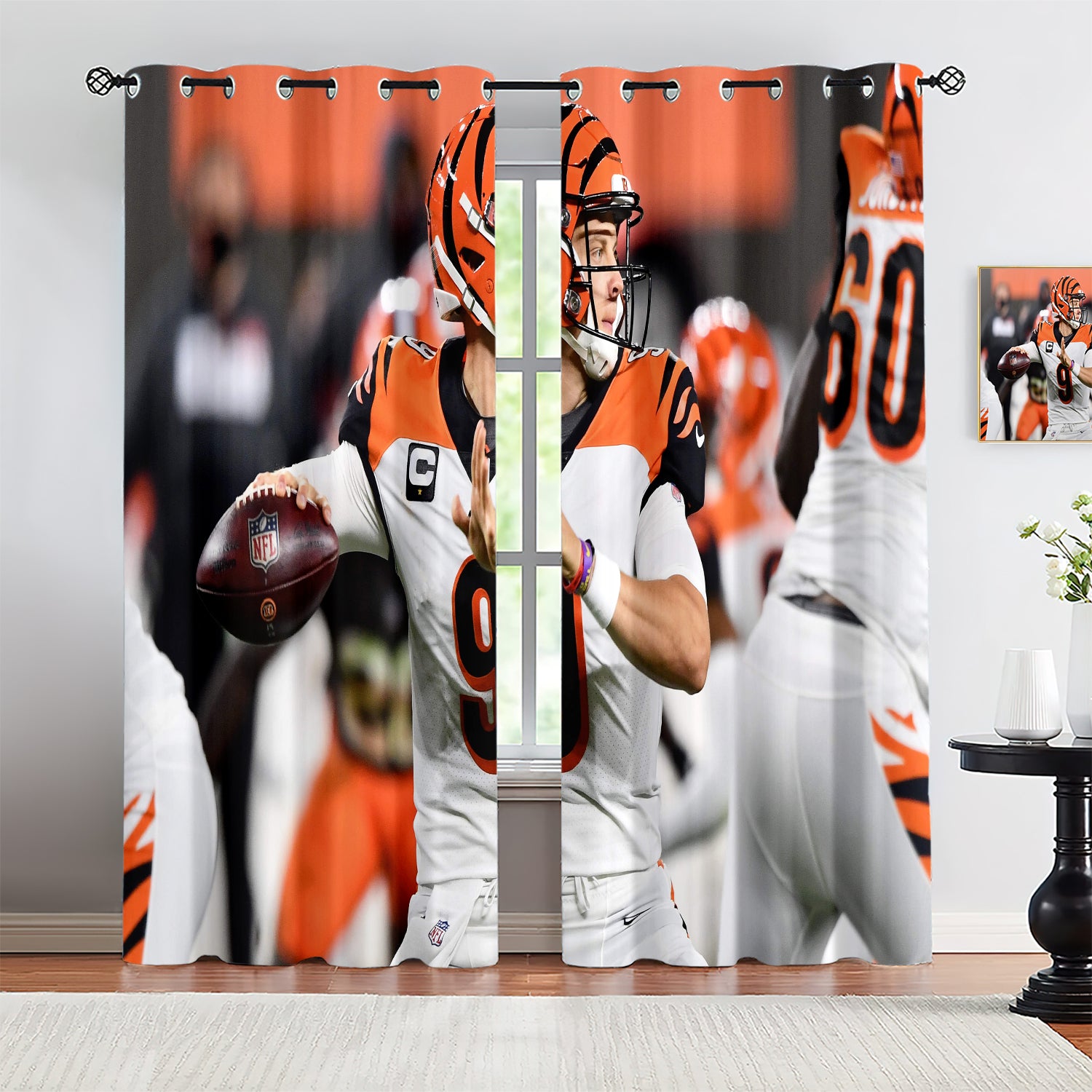 Joe Burrow Blackout Curtains Drapes for Window Treatment Set
