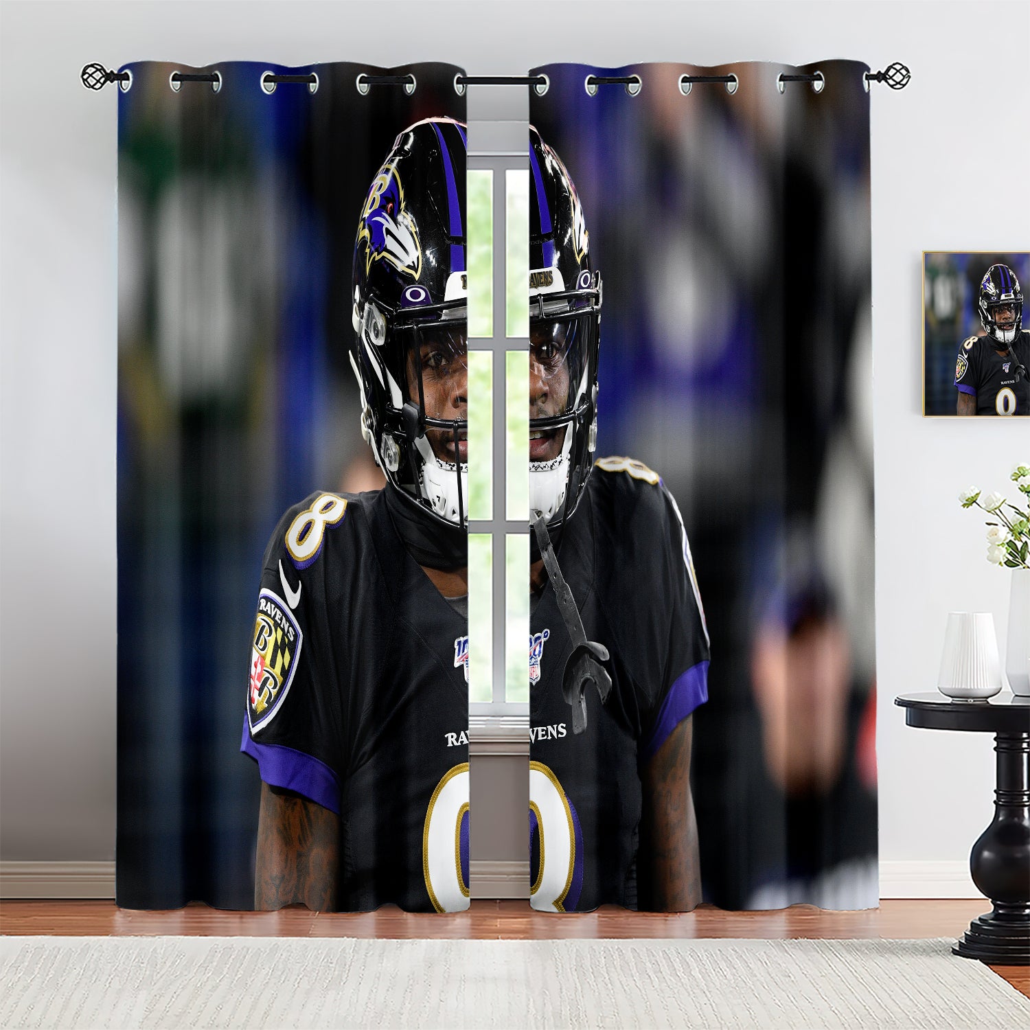 Lamar Jackson Blackout Curtains Drapes for Window Treatment Set