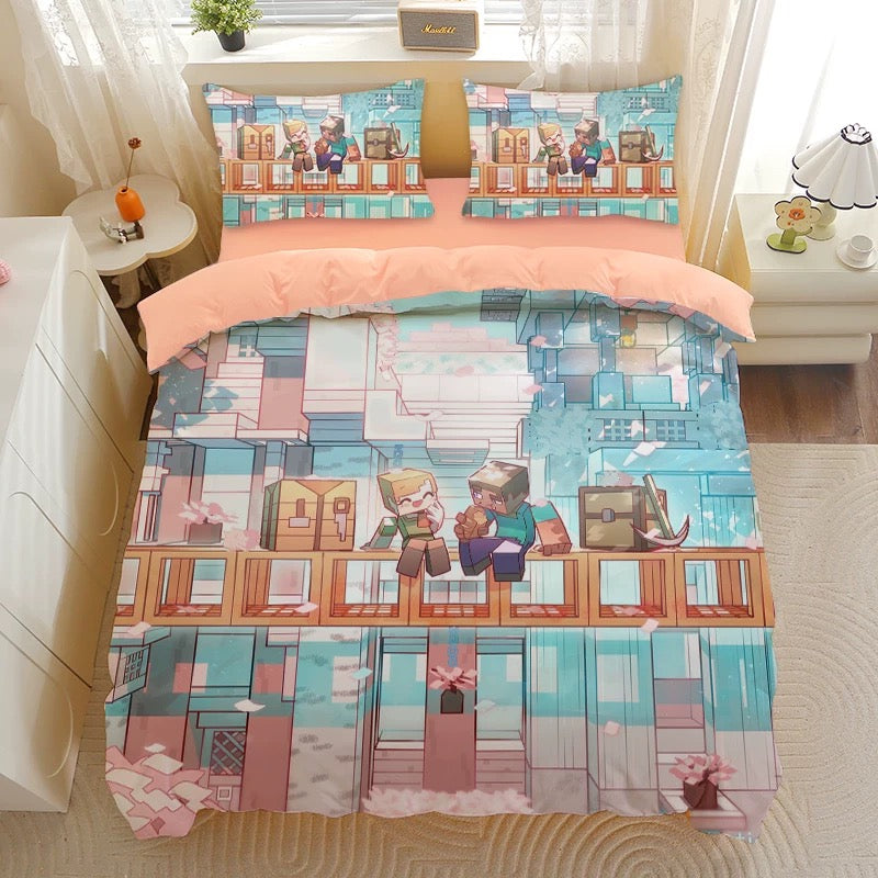 2025 New Minecraft Duvet Cover Quilt Case Pillowcase Bedding Set Without Filler