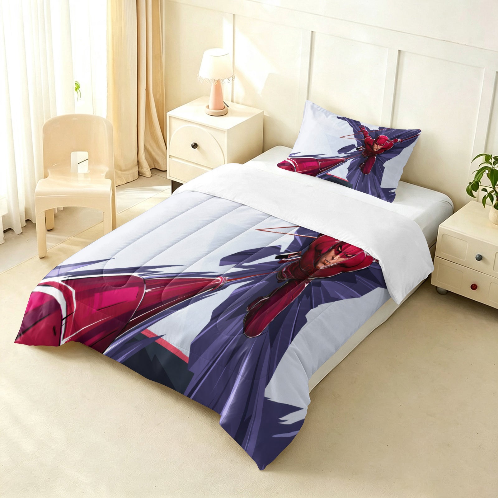 ‌Marvel Rivals Daredevil Comforter Pillowcase Sets Blanket All Season Reversible Quilted Duvet