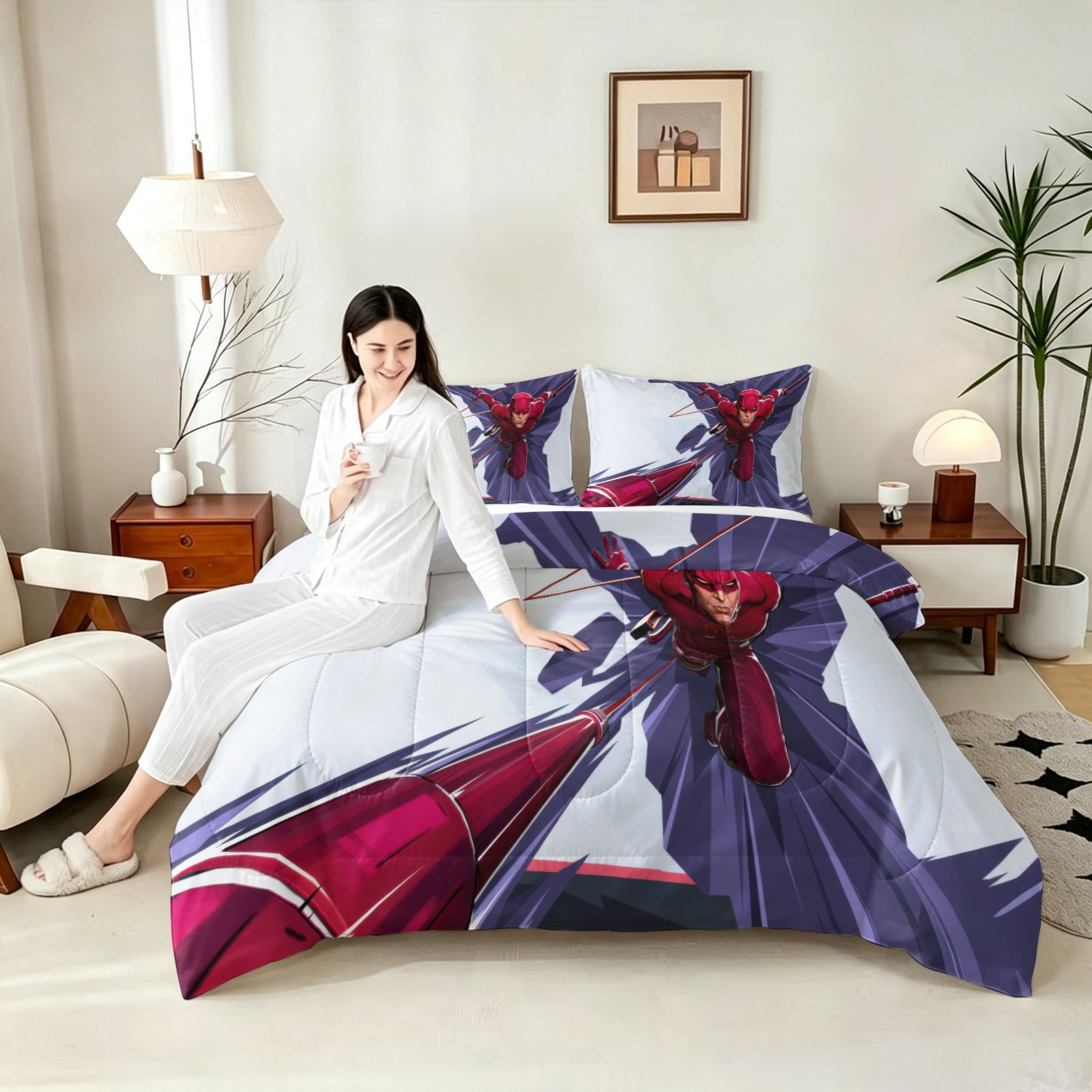 ‌Marvel Rivals Daredevil Comforter Pillowcase Sets Blanket All Season Reversible Quilted Duvet