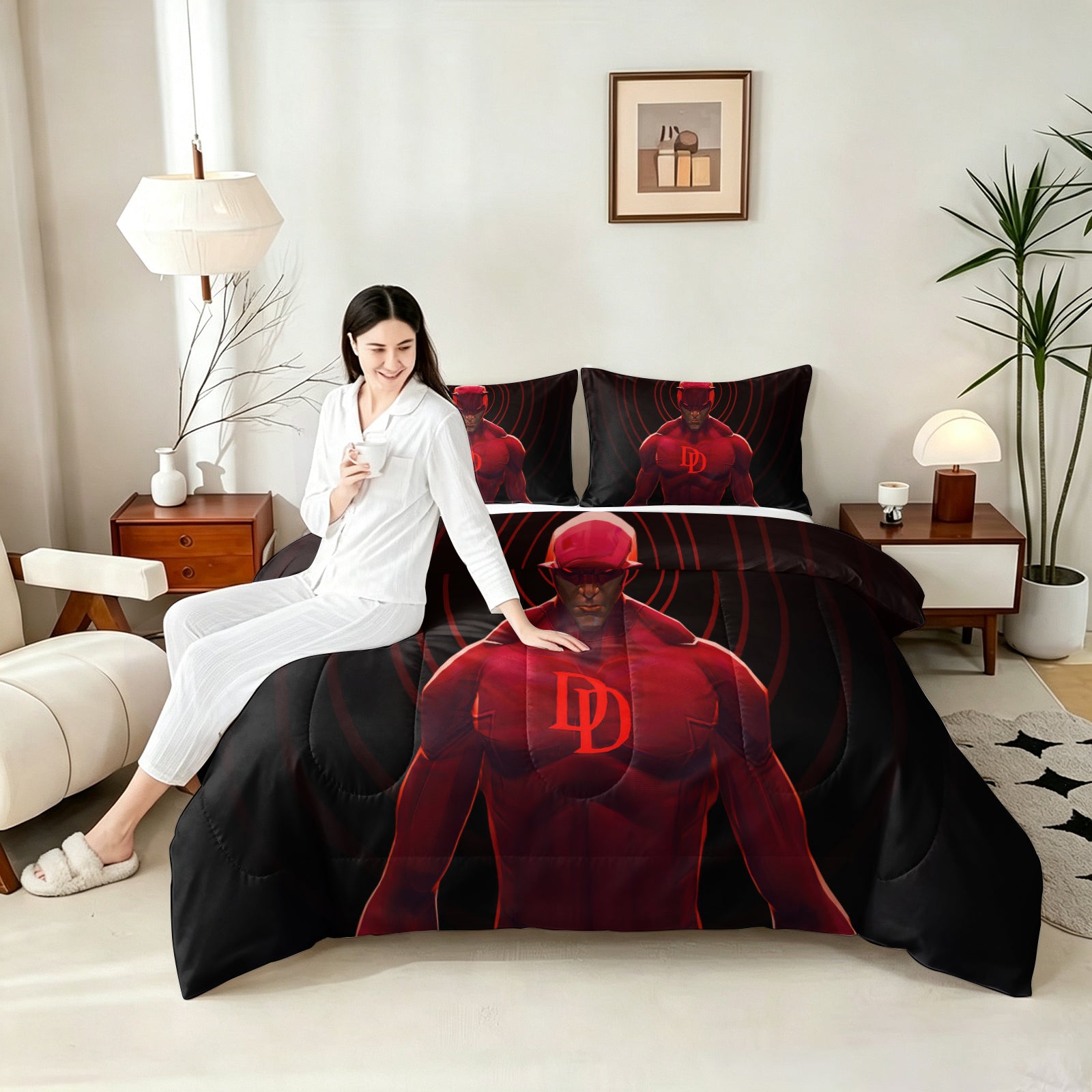 ‌Marvel Rivals Daredevil Comforter Pillowcase Sets Blanket All Season Reversible Quilted Duvet