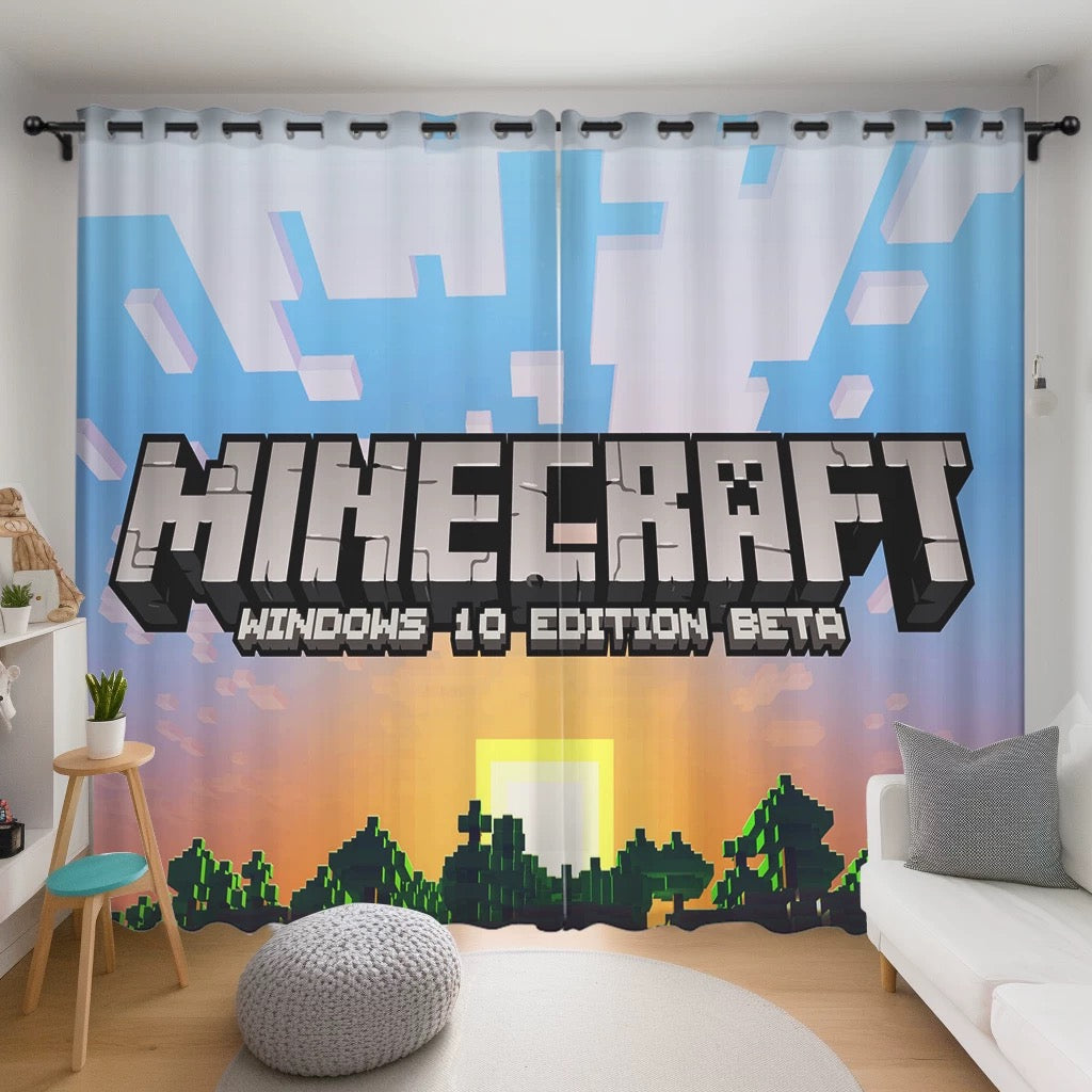 2025 New Minecraft Blackout Curtains Drapes for Window Treatment Set