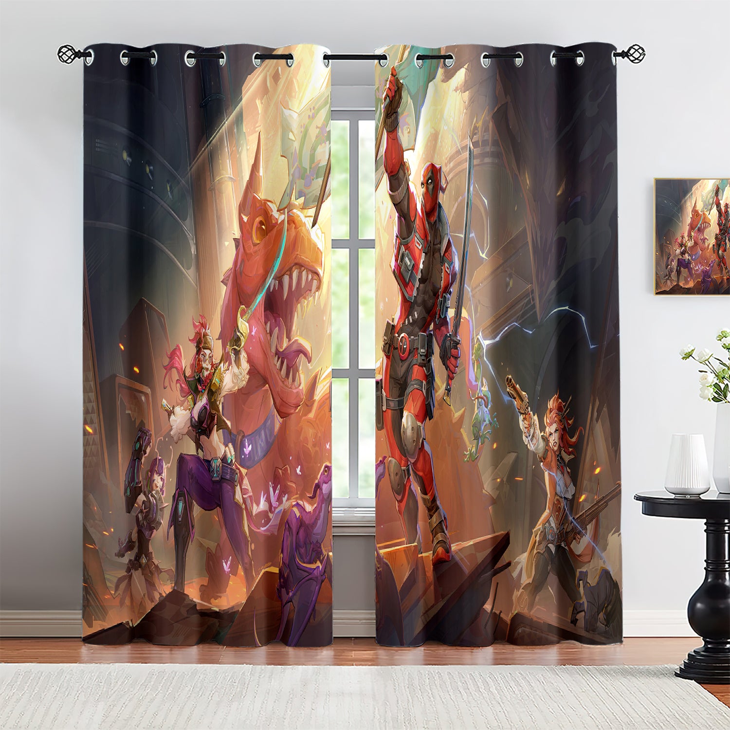 Marvel Rivals Deadpool Blackout Curtains Drapes For Window Treatment Set