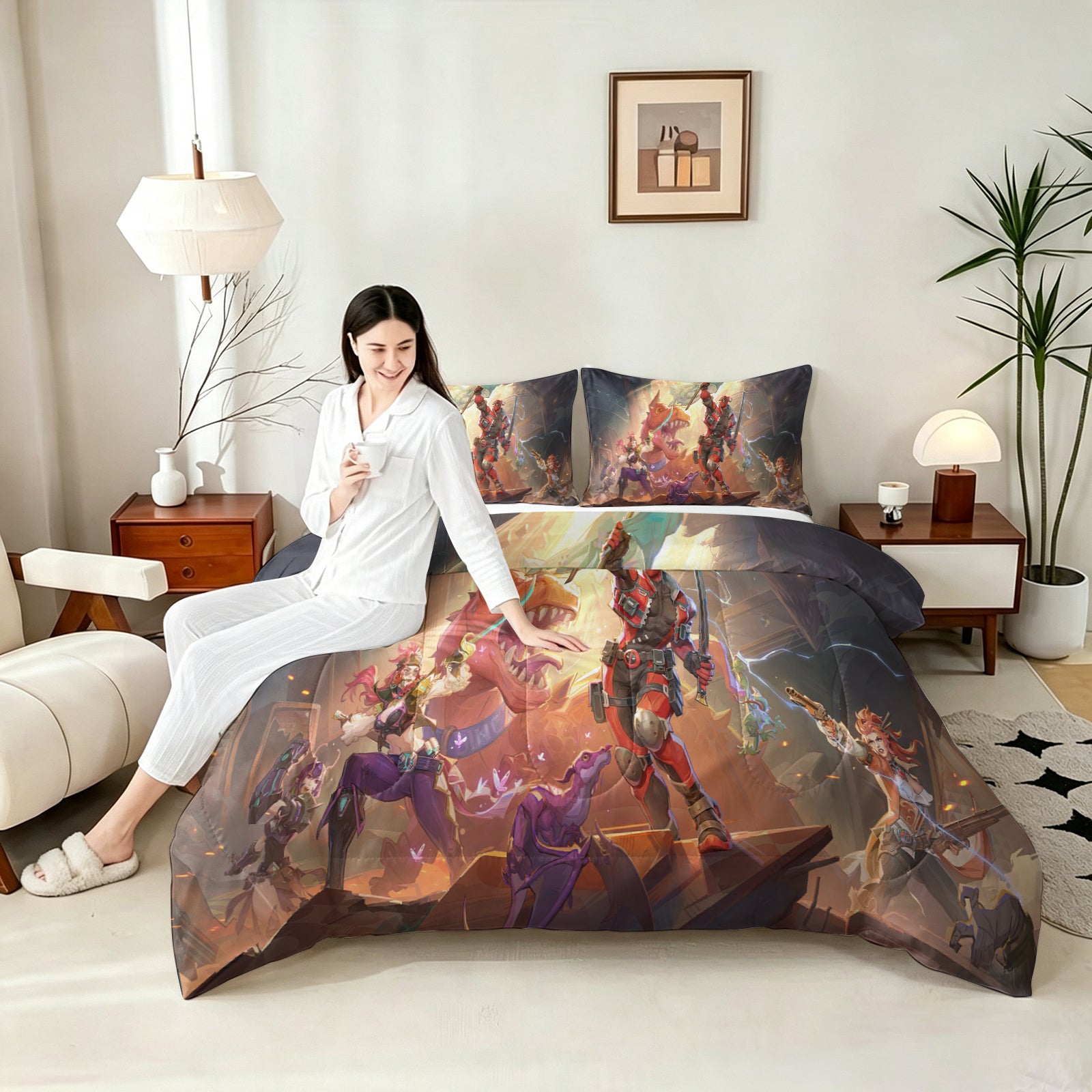 ‌Marvel Rivals Deadpool Comforter Pillowcase Sets Blanket All Season Reversible Quilted Duvet