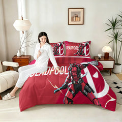 ‌Marvel Rivals Deadpool Comforter Pillowcase Sets Blanket All Season Reversible Quilted Duvet