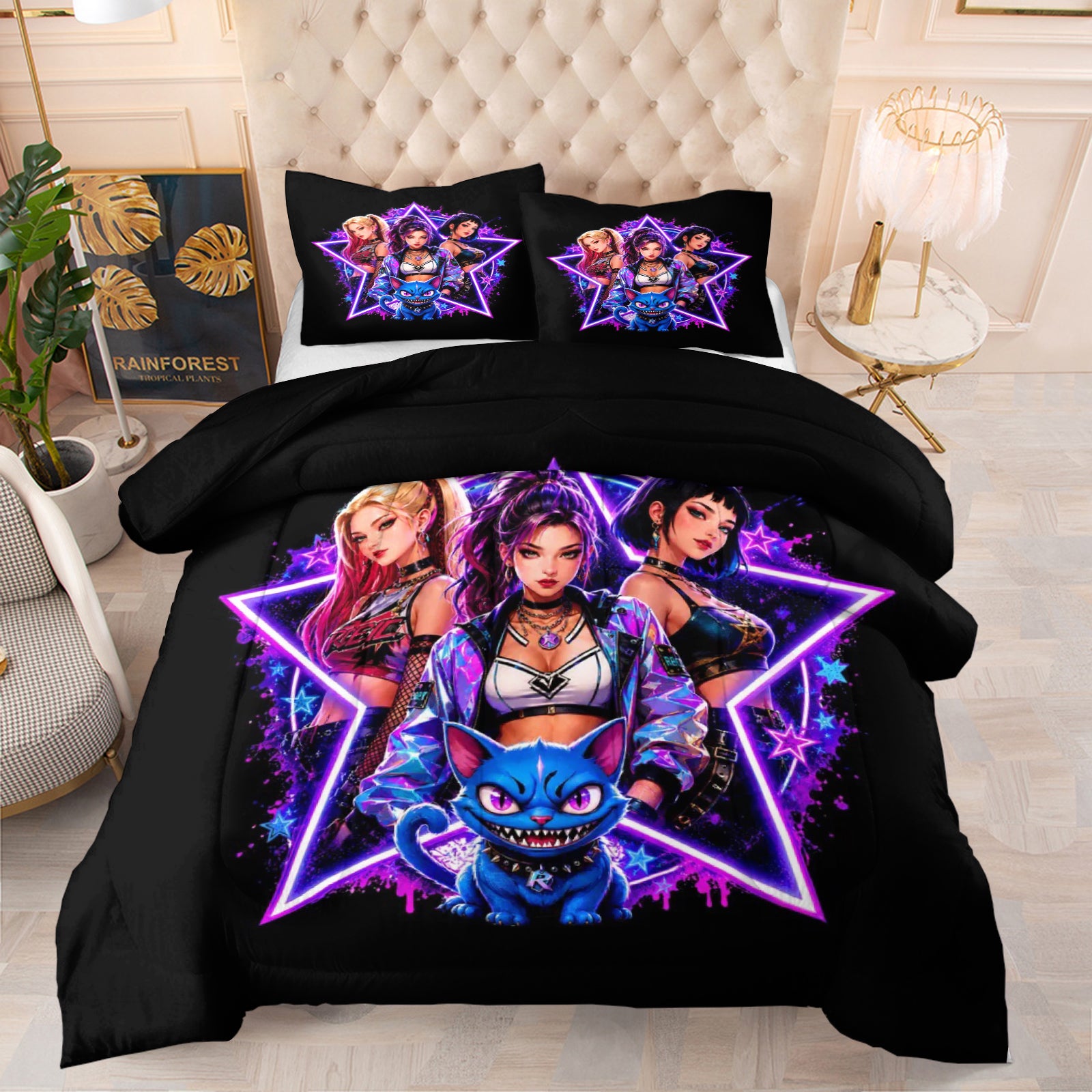 Kpop Demon Hunters  Comforter Pillowcase Sets Blanket All Season Reversible Quilted Duvet