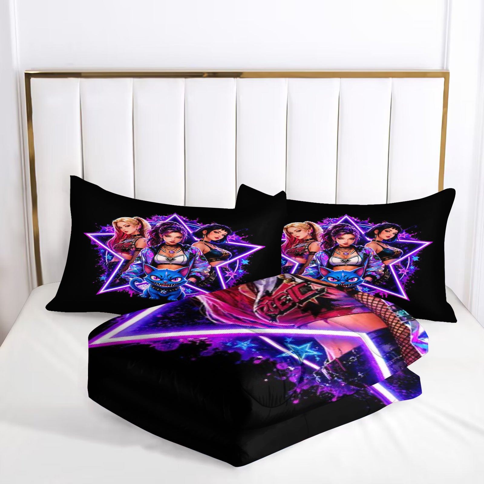 Kpop Demon Hunters  Comforter Pillowcase Sets Blanket All Season Reversible Quilted Duvet