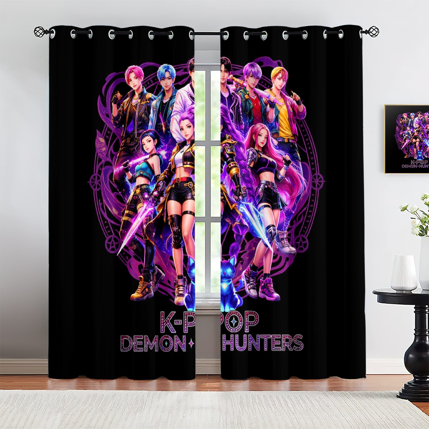 Demon Hunters Kpop Blackout Curtains Drapes for Window Treatment Set