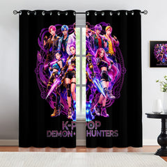 Demon Hunters Kpop Blackout Curtains Drapes for Window Treatment Set