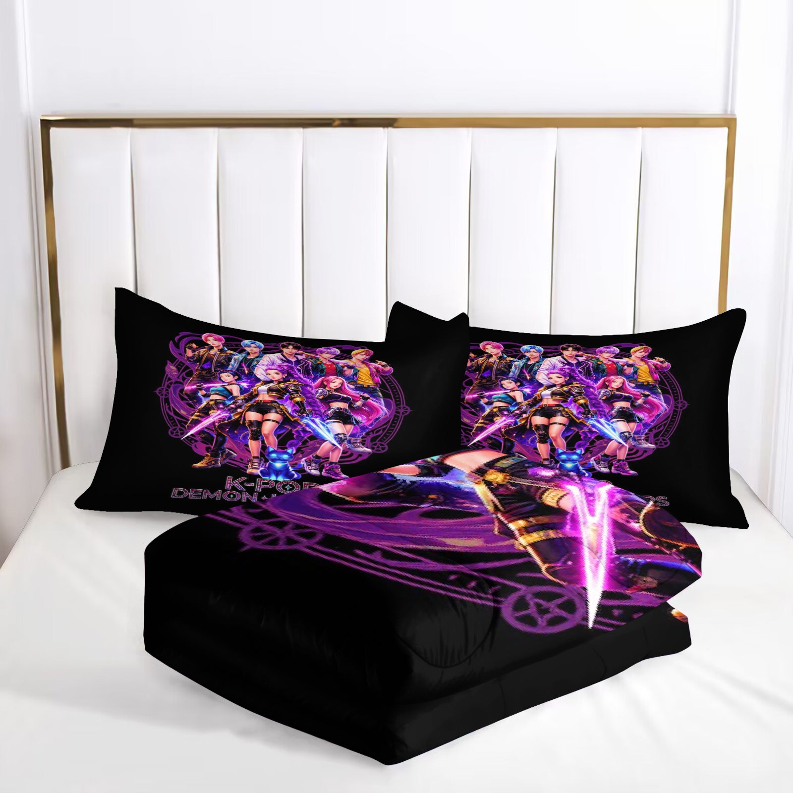 Kpop Demon Hunters  Comforter Pillowcase Sets Blanket All Season Reversible Quilted Duvet