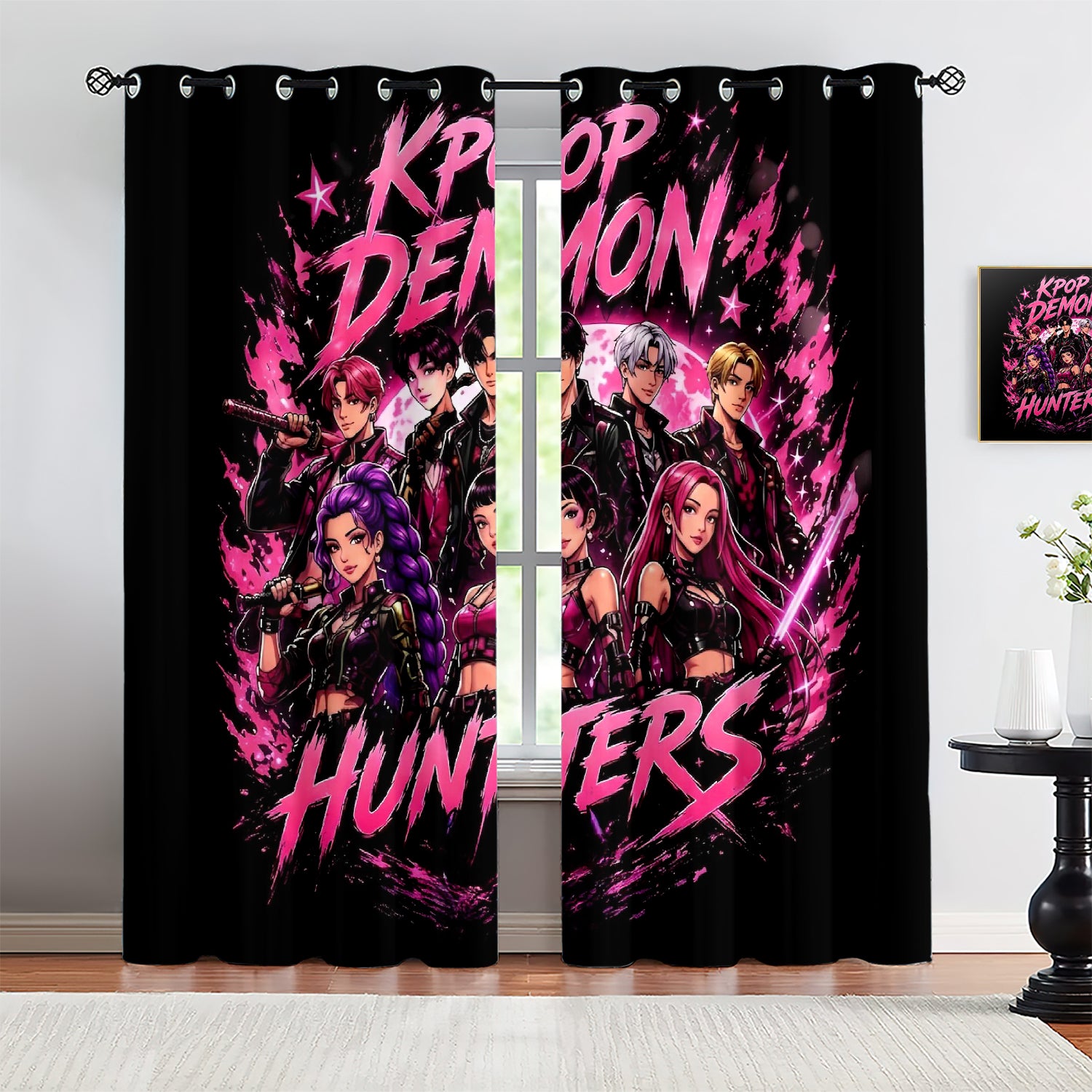 Demon Hunters Kpop Blackout Curtains Drapes for Window Treatment Set