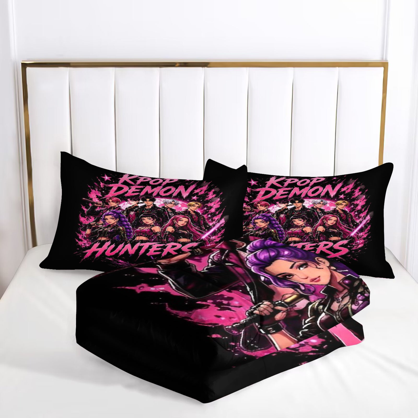 Kpop Demon Hunters  Comforter Pillowcase Sets Blanket All Season Reversible Quilted Duvet