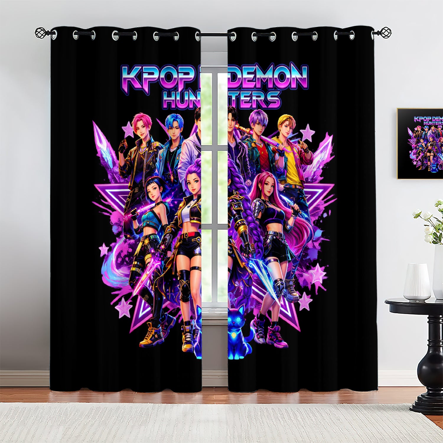 Demon Hunters Kpop Blackout Curtains Drapes for Window Treatment Set