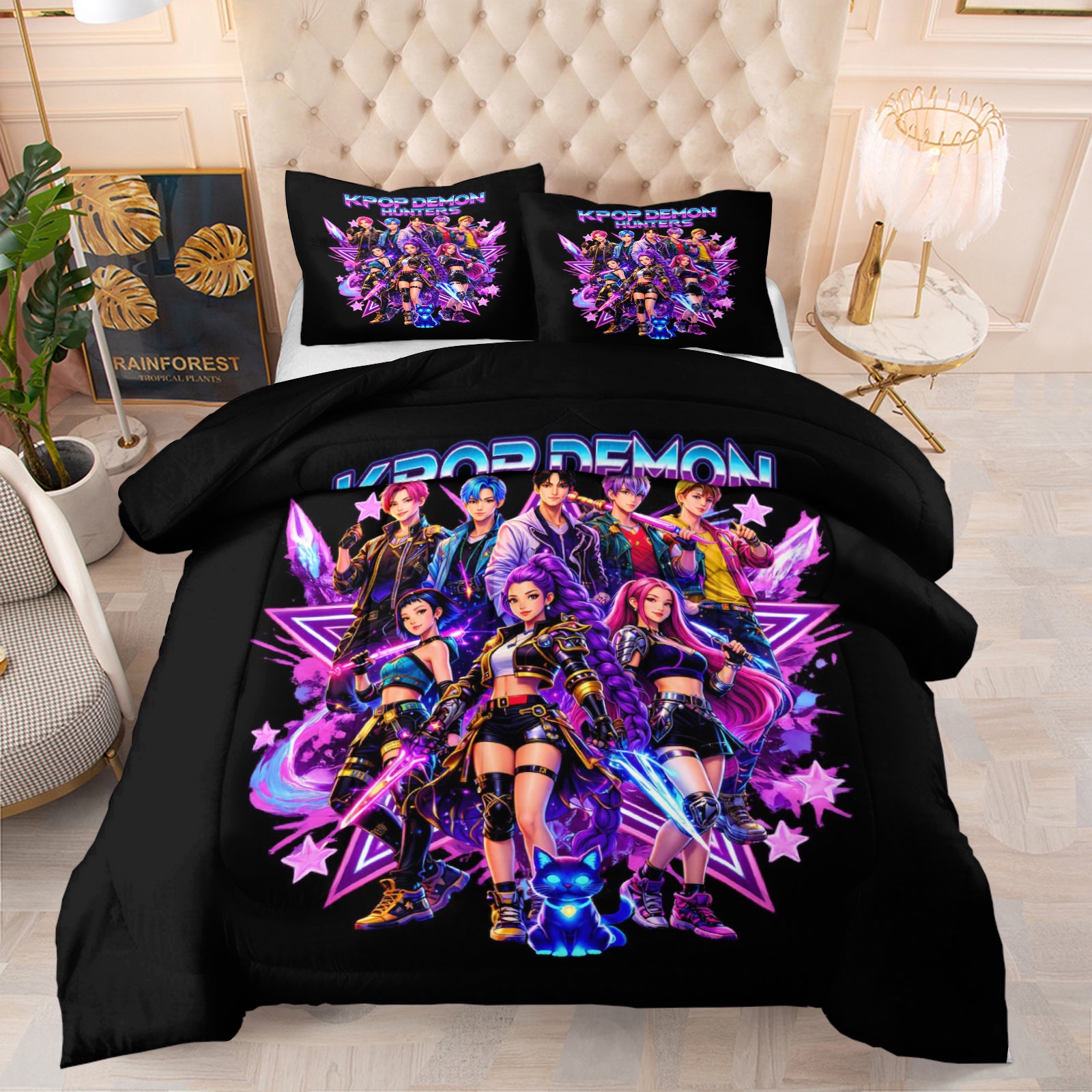 Kpop Demon Hunters  Comforter Pillowcase Sets Blanket All Season Reversible Quilted Duvet
