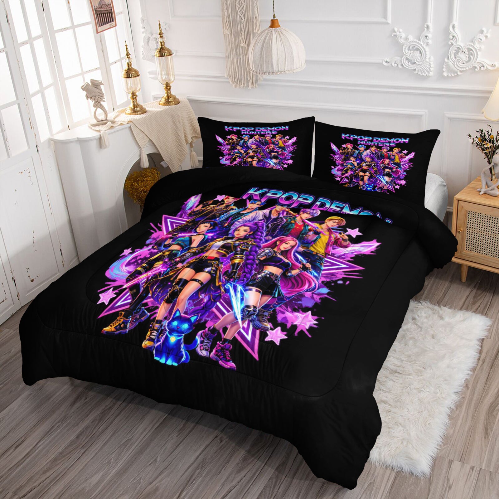 Kpop Demon Hunters  Comforter Pillowcase Sets Blanket All Season Reversible Quilted Duvet