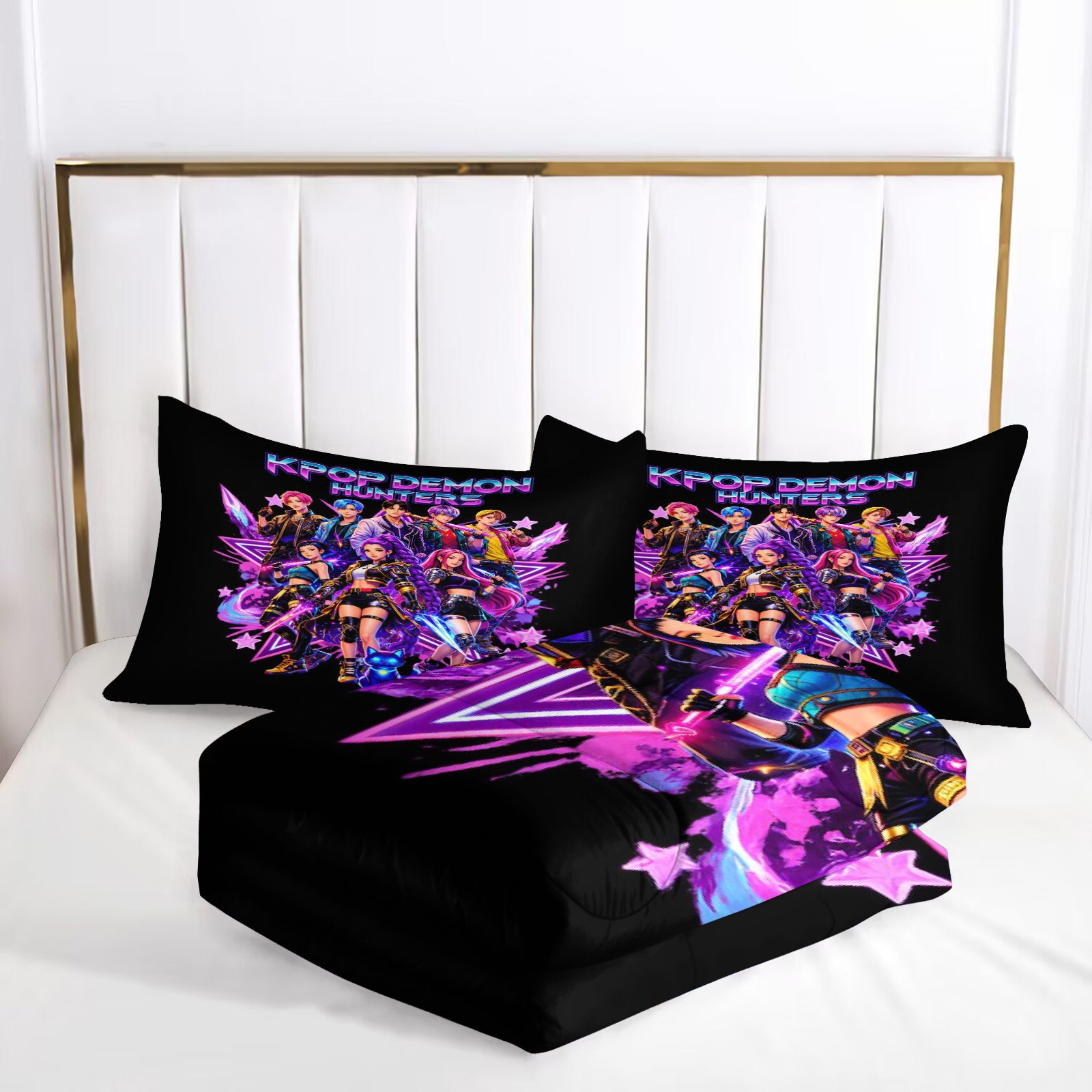 Kpop Demon Hunters  Comforter Pillowcase Sets Blanket All Season Reversible Quilted Duvet