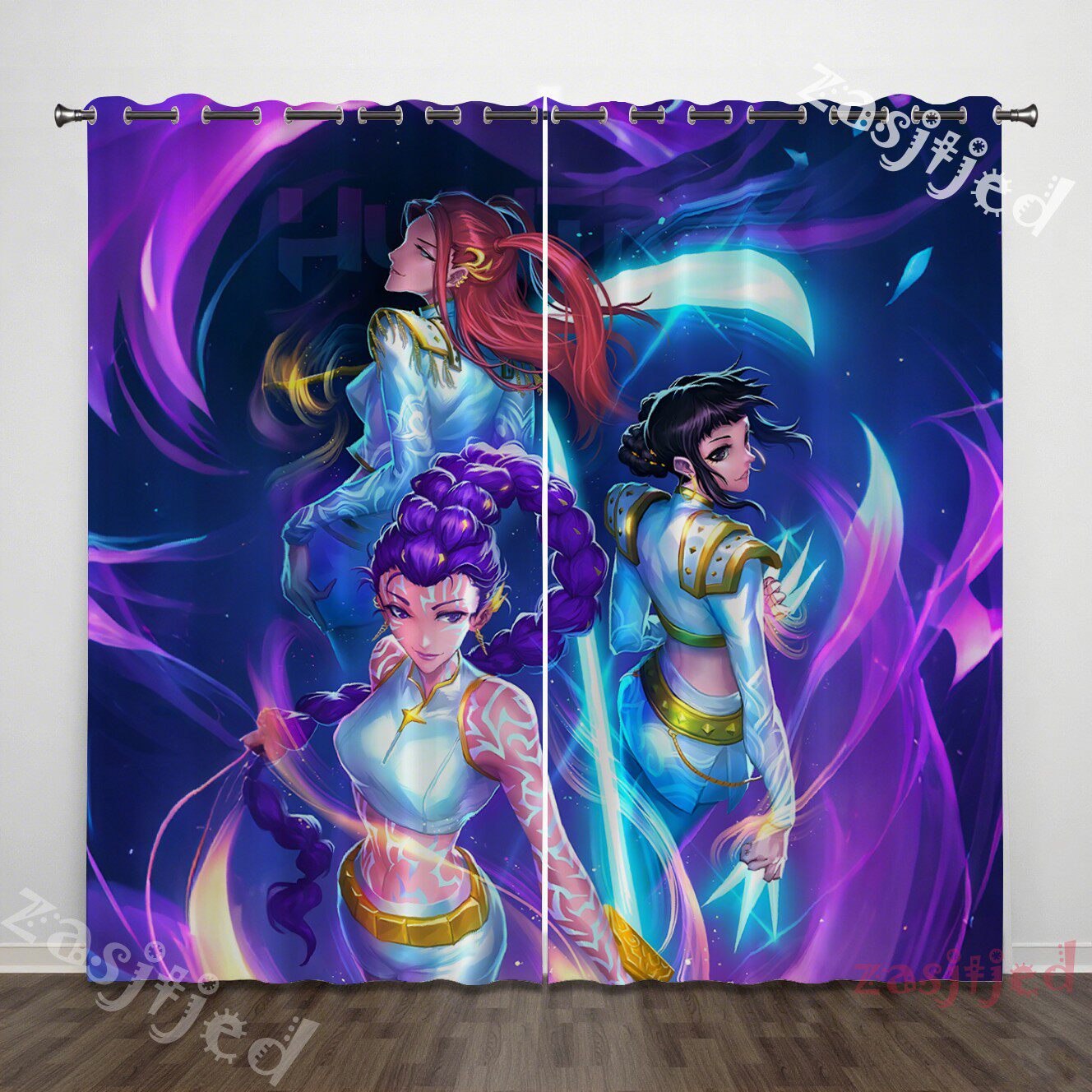 Kpop Demon Hunters Blackout Curtains Drapes for Window Treatment Set
