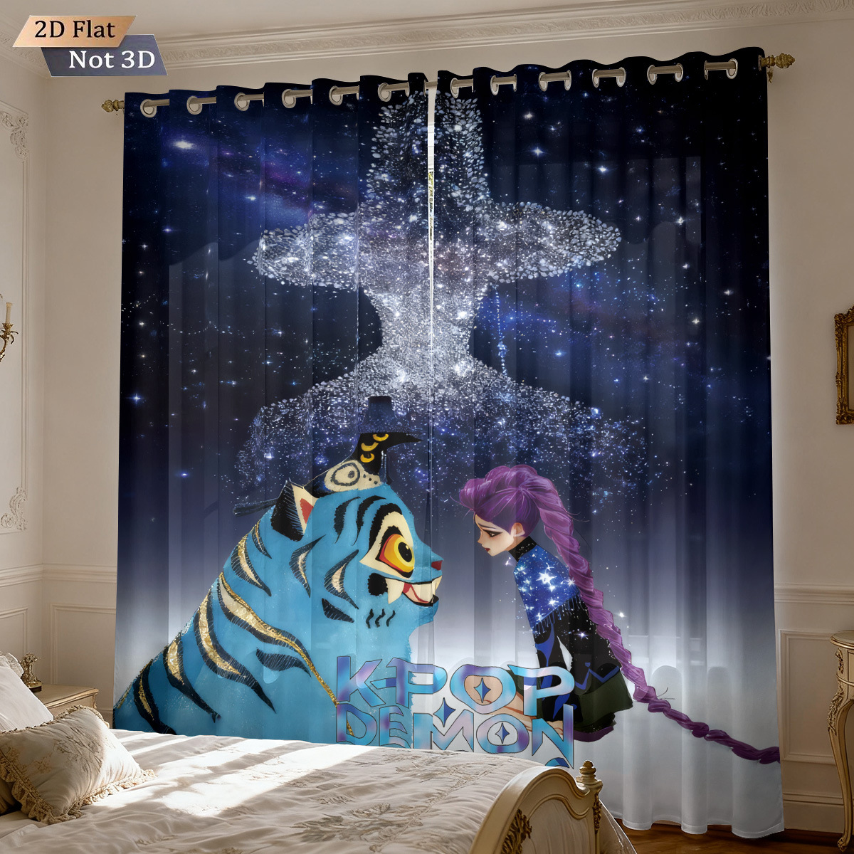 Kpop Demon Hunters Blackout Curtains Drapes for Window Treatment Set