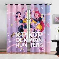 Kpop Demon Hunters Blackout Curtains Drapes for Window Treatment Set