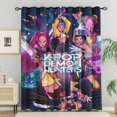 Kpop Demon Hunters Blackout Curtains Drapes for Window Treatment Set