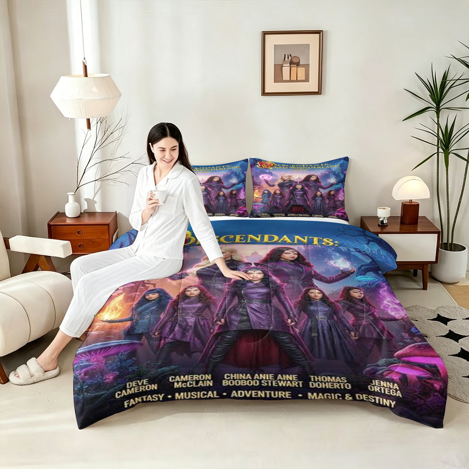 Descendants Wicked Wonderland Comforter Pillowcase Sets Blanket All Season Reversible Quilted Duvet