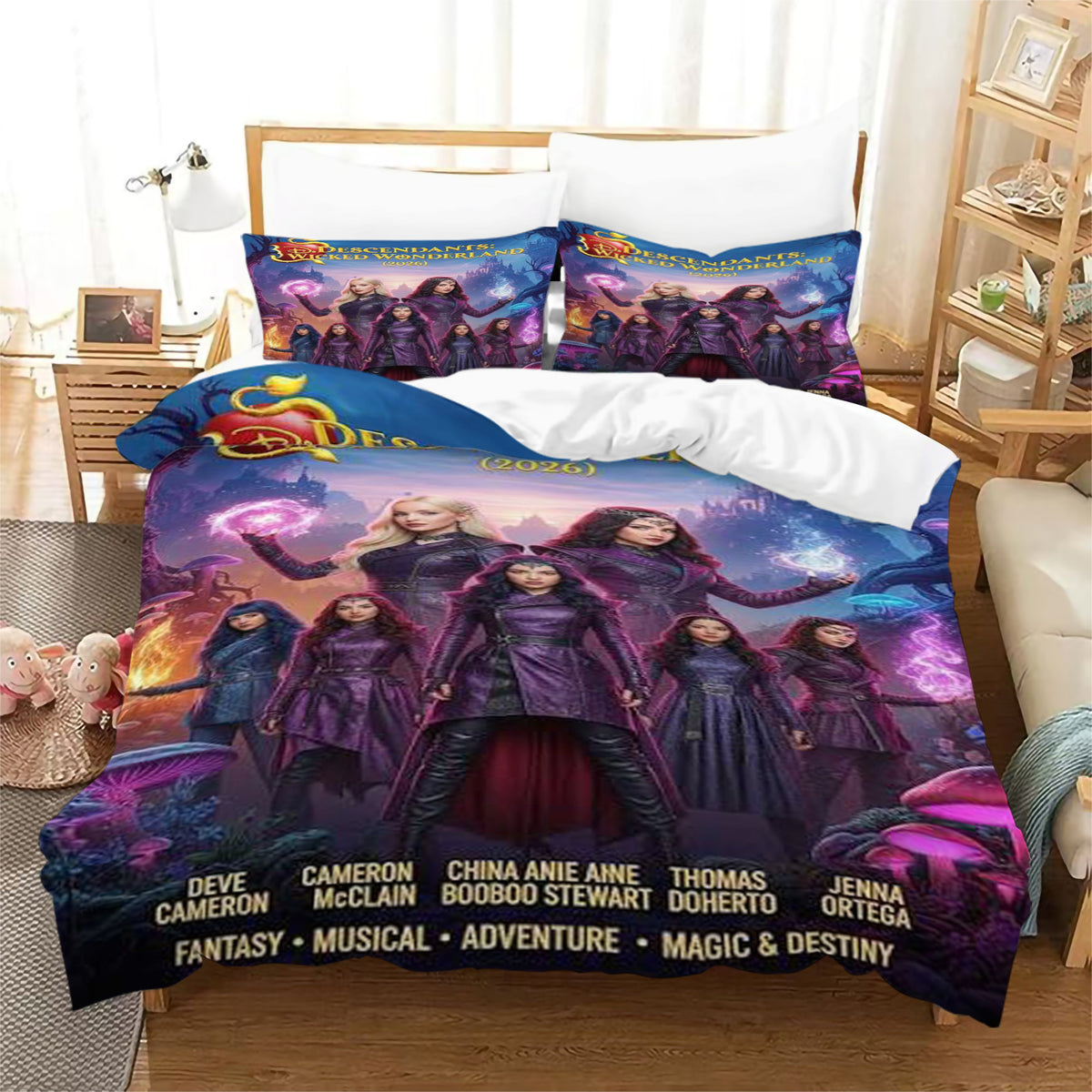 Descendants Wicked Wonderland Duvet Cover Quilt Case Pillowcase Bedding Set Without Filler