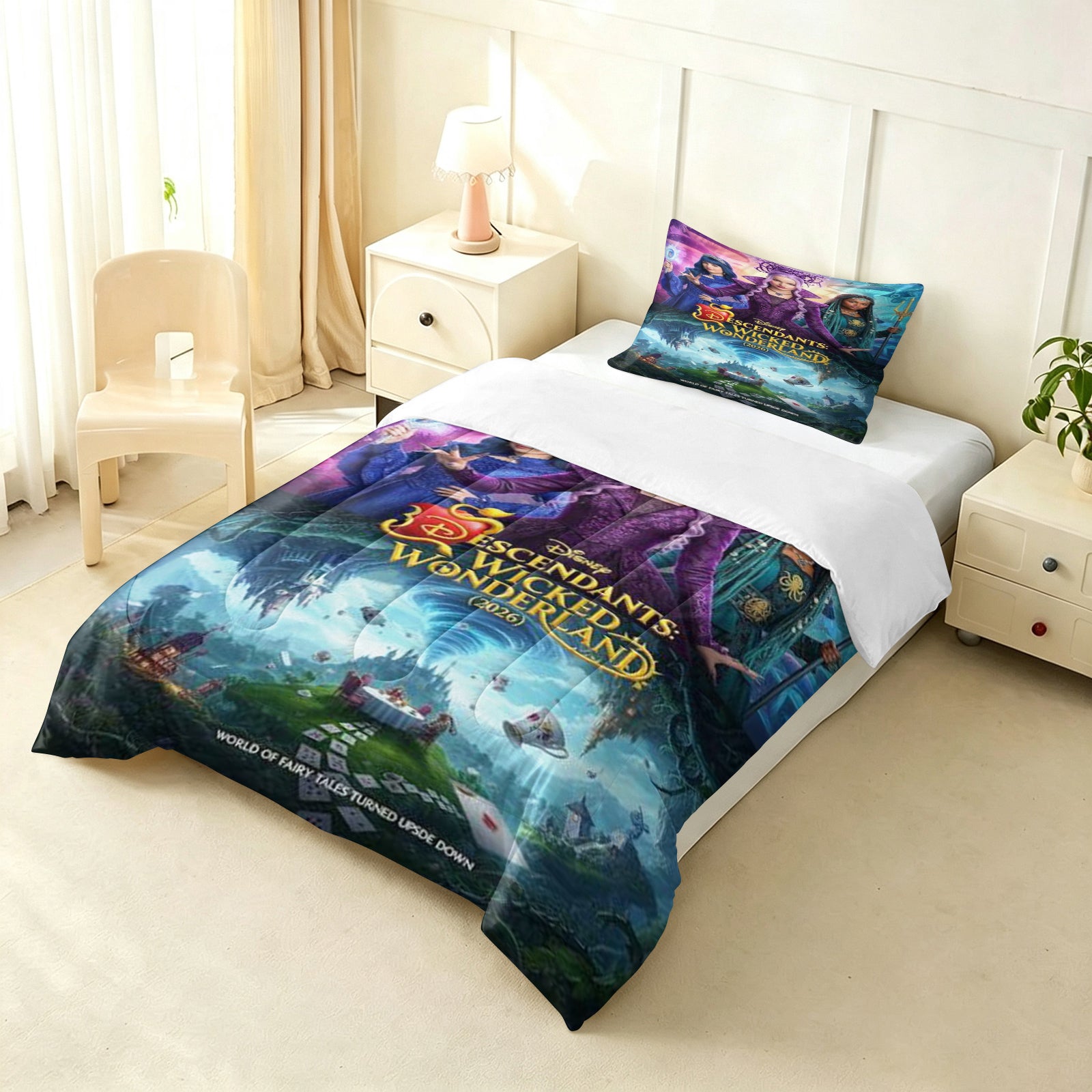 Descendants Wicked Wonderland Comforter Pillowcase Sets Blanket All Season Reversible Quilted Duvet