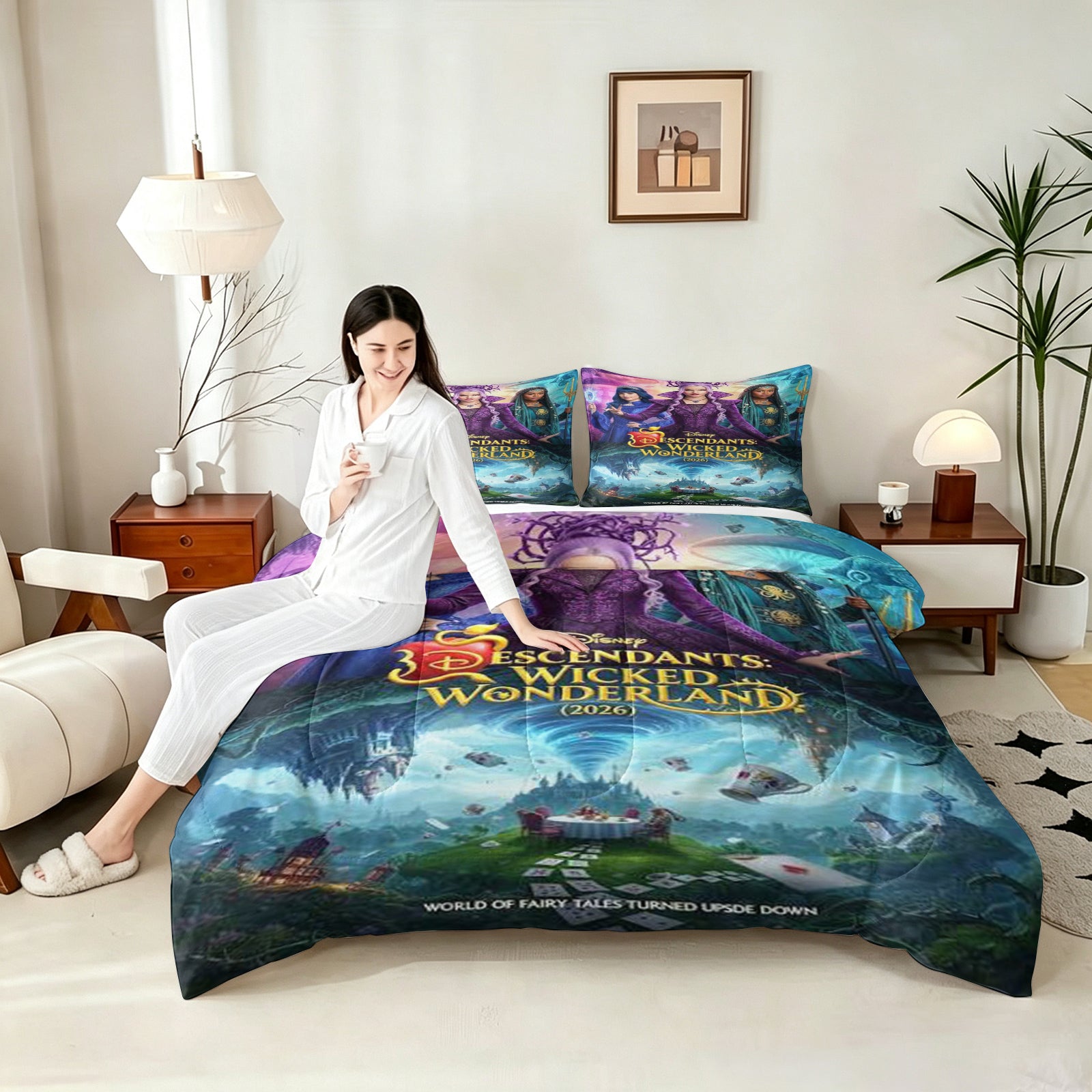 Descendants Wicked Wonderland Comforter Pillowcase Sets Blanket All Season Reversible Quilted Duvet