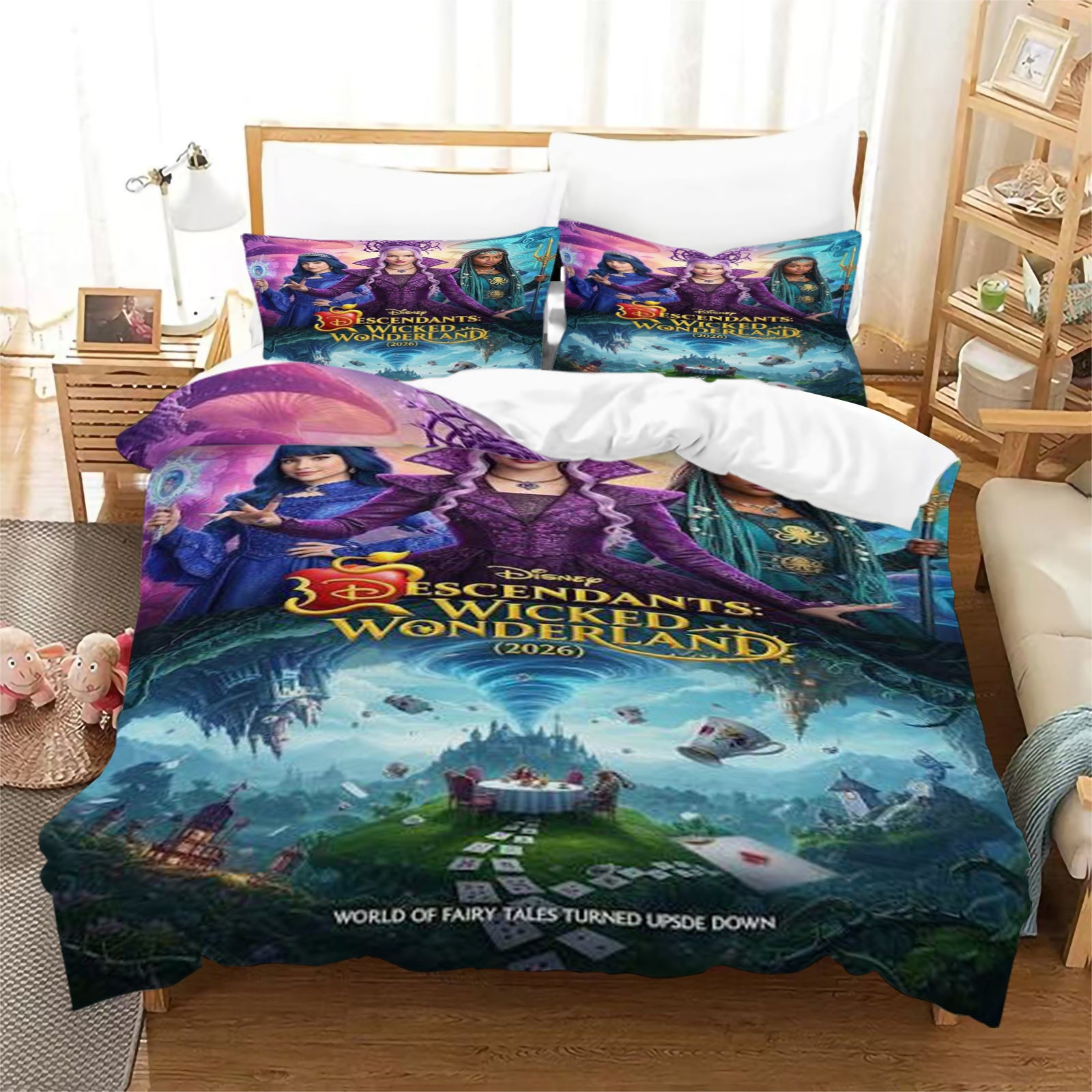 Descendants Wicked Wonderland Duvet Cover Quilt Case Pillowcase Bedding Set Without Filler