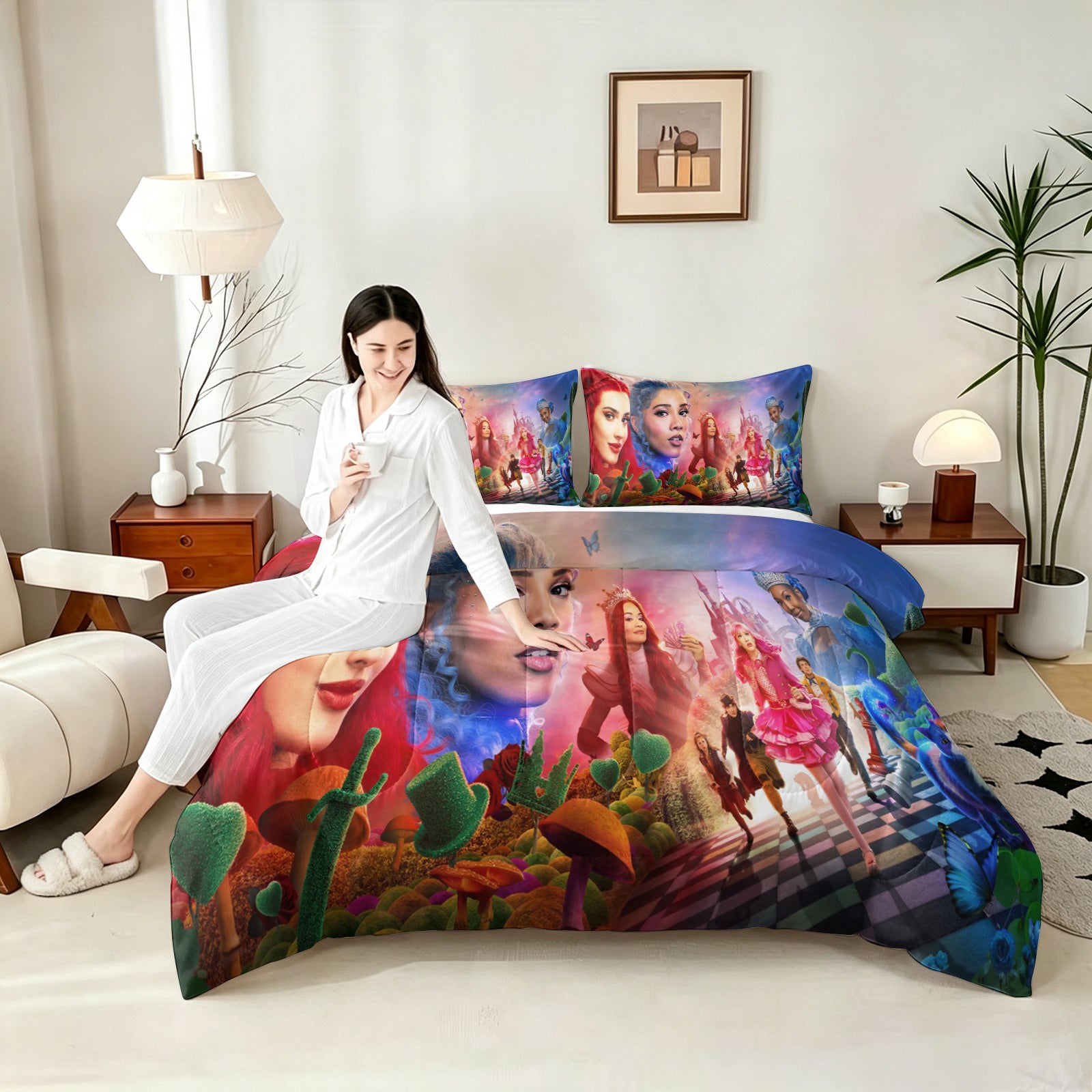 Descendants Wicked Wonderland Comforter Pillowcase Sets Blanket All Season Reversible Quilted Duvet